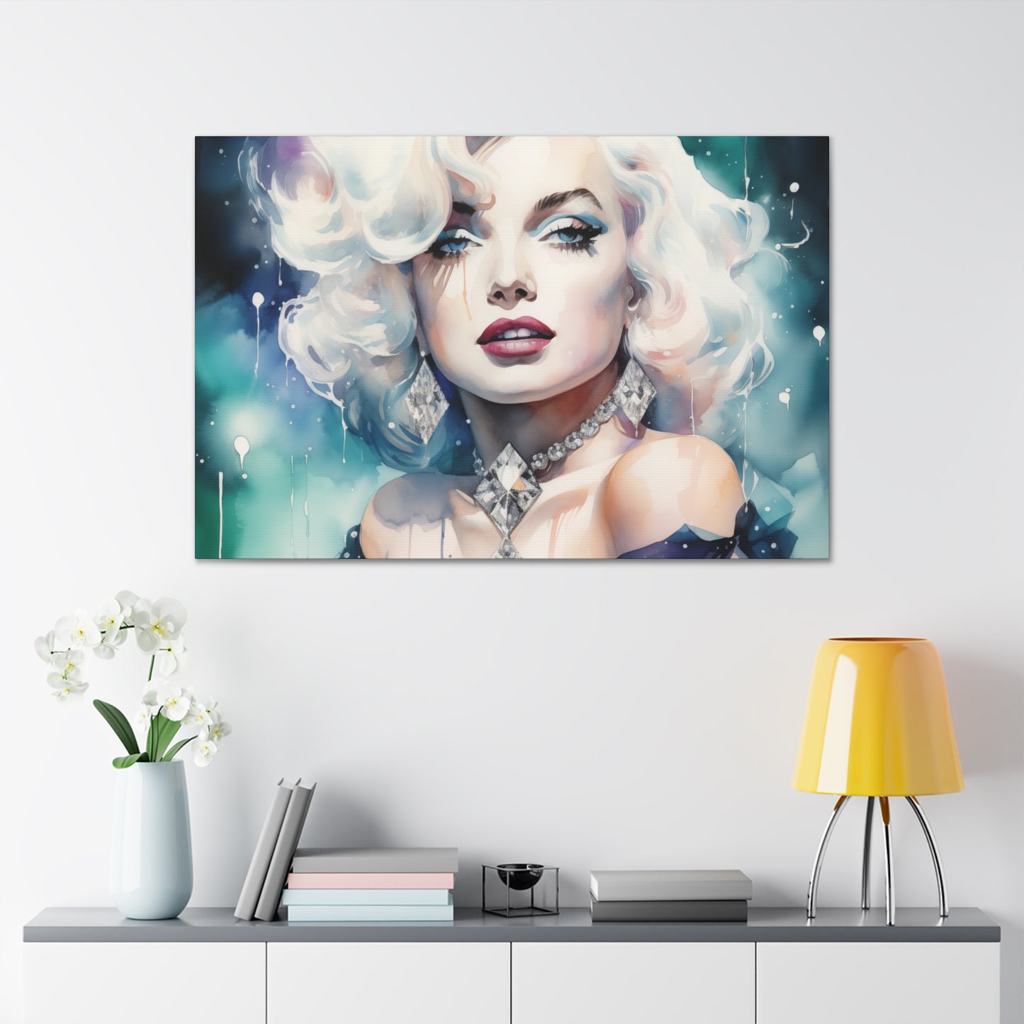 Canvas Wall Art, Gallery Wrapped Pop Art, Celebrity Wall Art – Marilyn Monroe - Diamonds