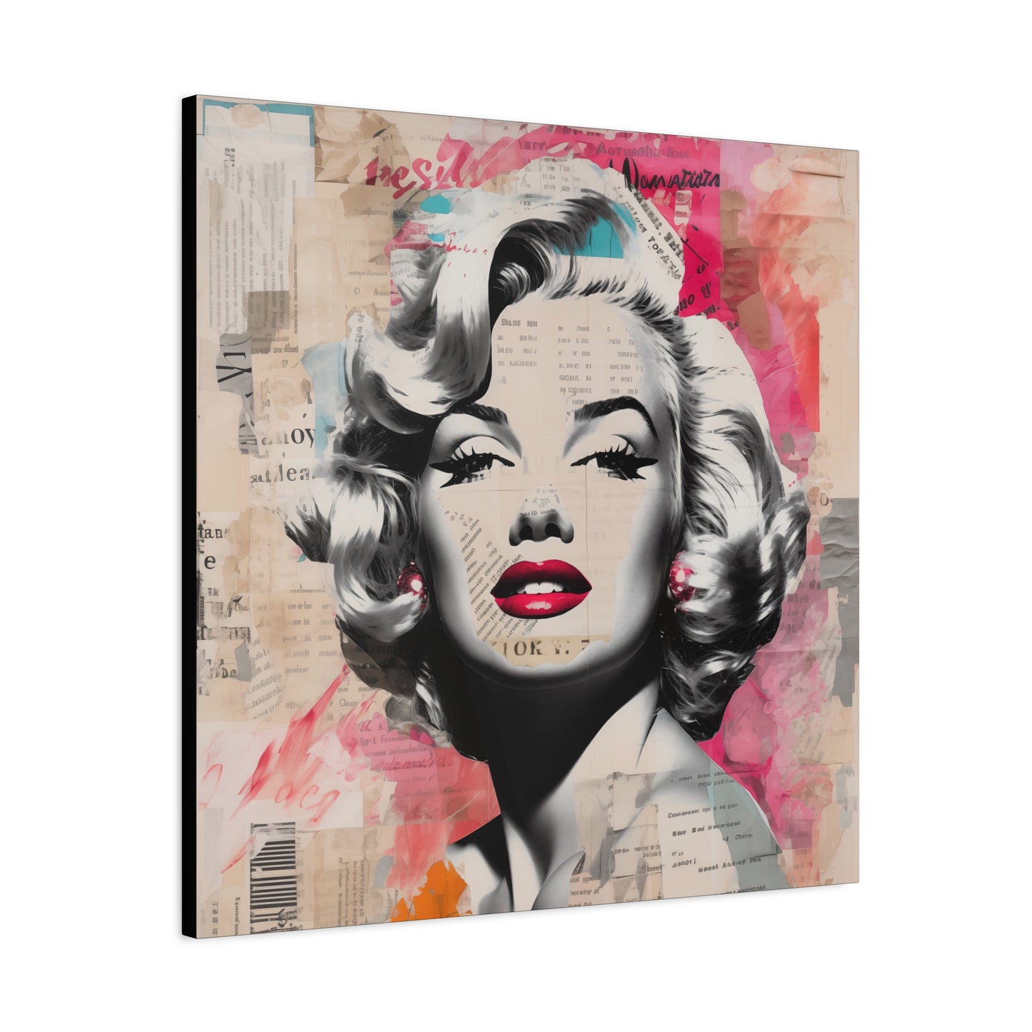 Canvas Wall Art, Gallery Wrapped Pop Art, Celebrity Wall Art – Marilyn Monroe - Newsprint