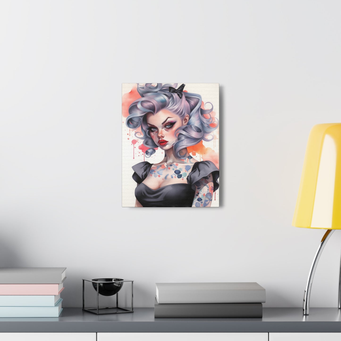 Gallery Wrapped Canvas, Edgy Tattooed Beauty, Urban Pop Art Canvas – Noelle