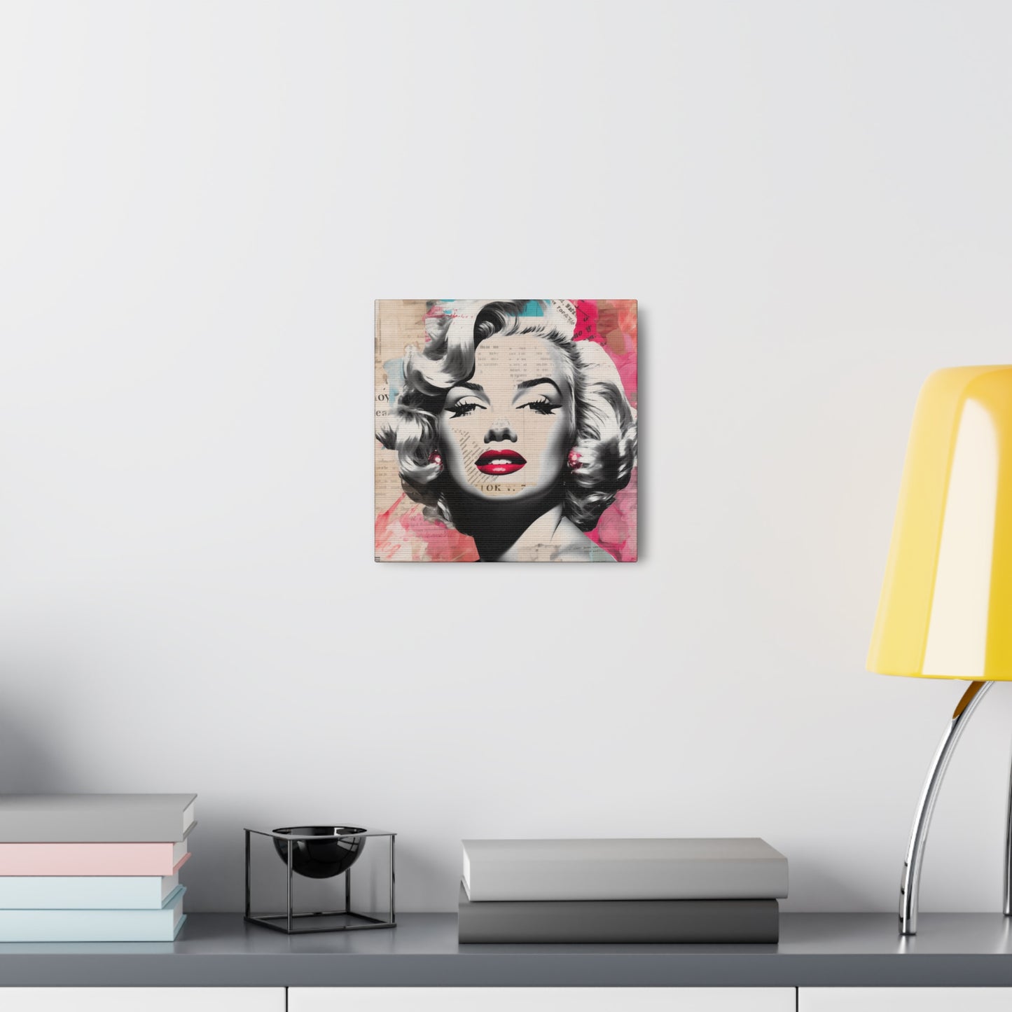 Canvas Wall Art, Gallery Wrapped Pop Art, Celebrity Wall Art – Marilyn Monroe - Newsprint