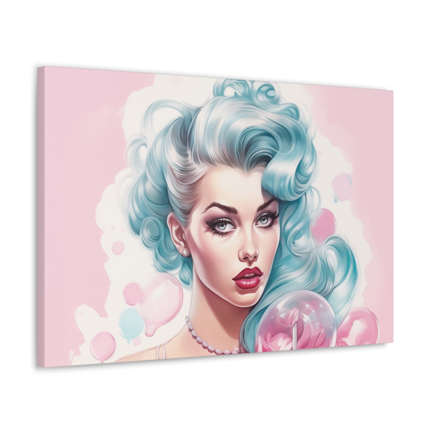 Canvas Gallery Wrapped High-Fashion Wall Art, Stylish Decor, Retro Femme Doll Pop Art – Tessa