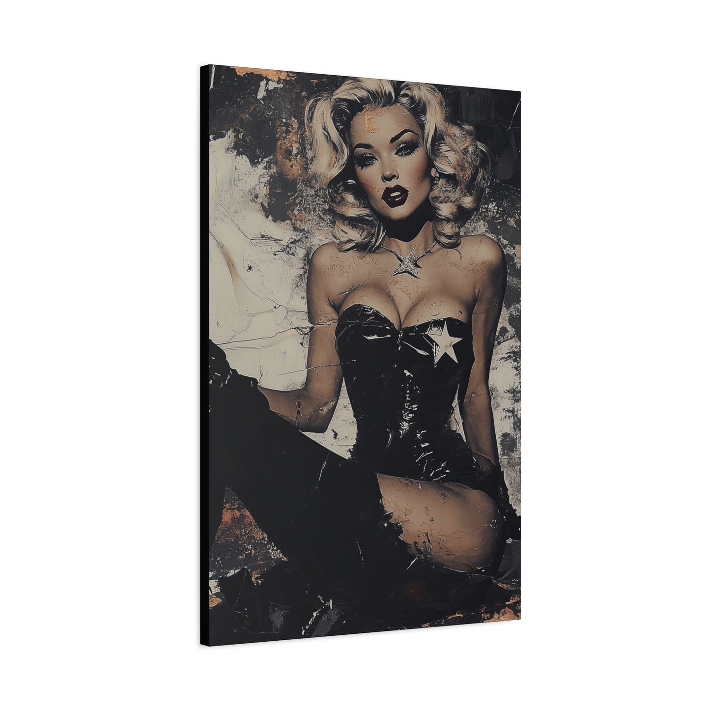 Gallery Wrapped Canvas, Guilt and Grit Adult Art Canvas, Erotic Pinup Art Canvas – Bianca