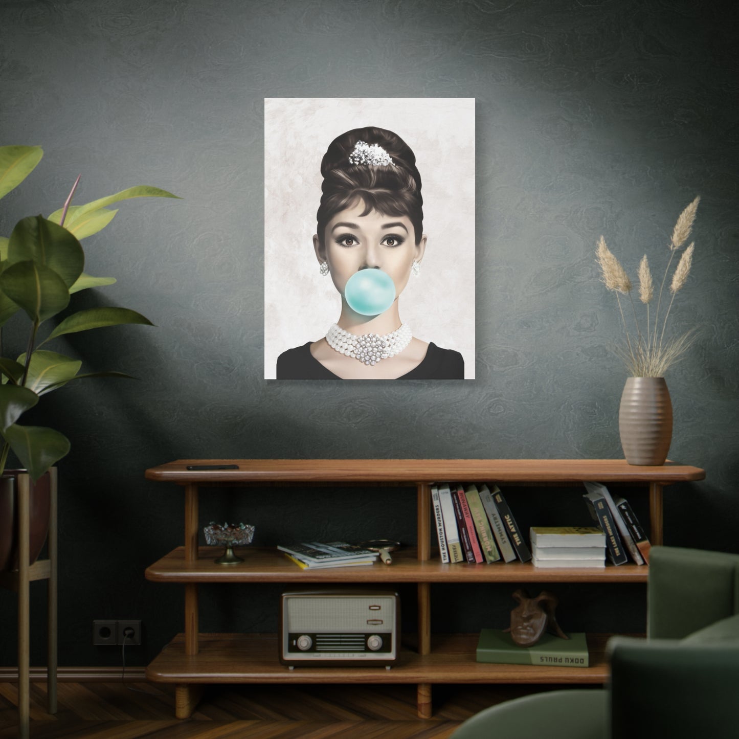 Gallery Wrapped Canvas, Audrey Hepburn Art Canvas, Celebrity Diva Art Canvas – Audrey Hepburn Bubblegum