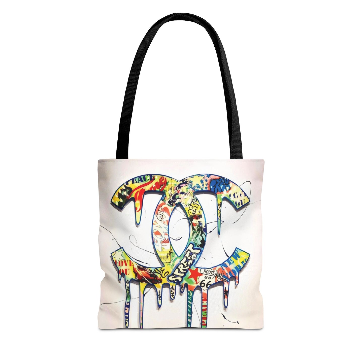 Designer Inspired Tote Bag, Utility Tote - Logo Graffiti Art Tote