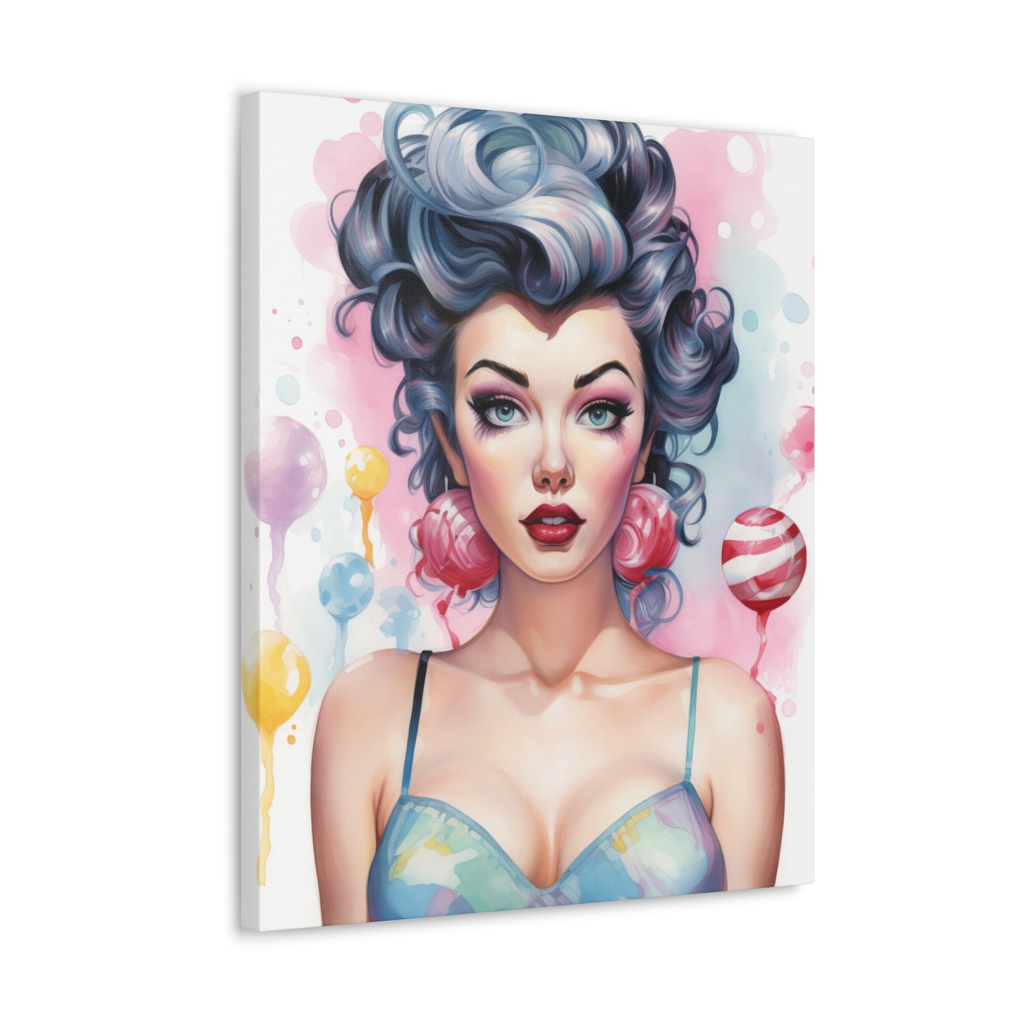 Canvas Gallery Wrapped High-Fashion Wall Art, Stylish Decor, Retro Femme Doll Pop Art – Poppy