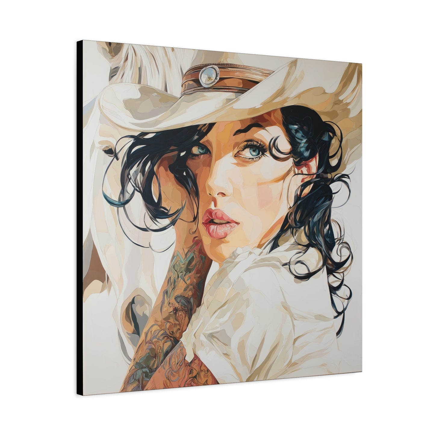 Gallery Wrapped Canvas, Wranglers and Wreckage Art Canvas, Erotic Pinup Art Canvas – Lacey