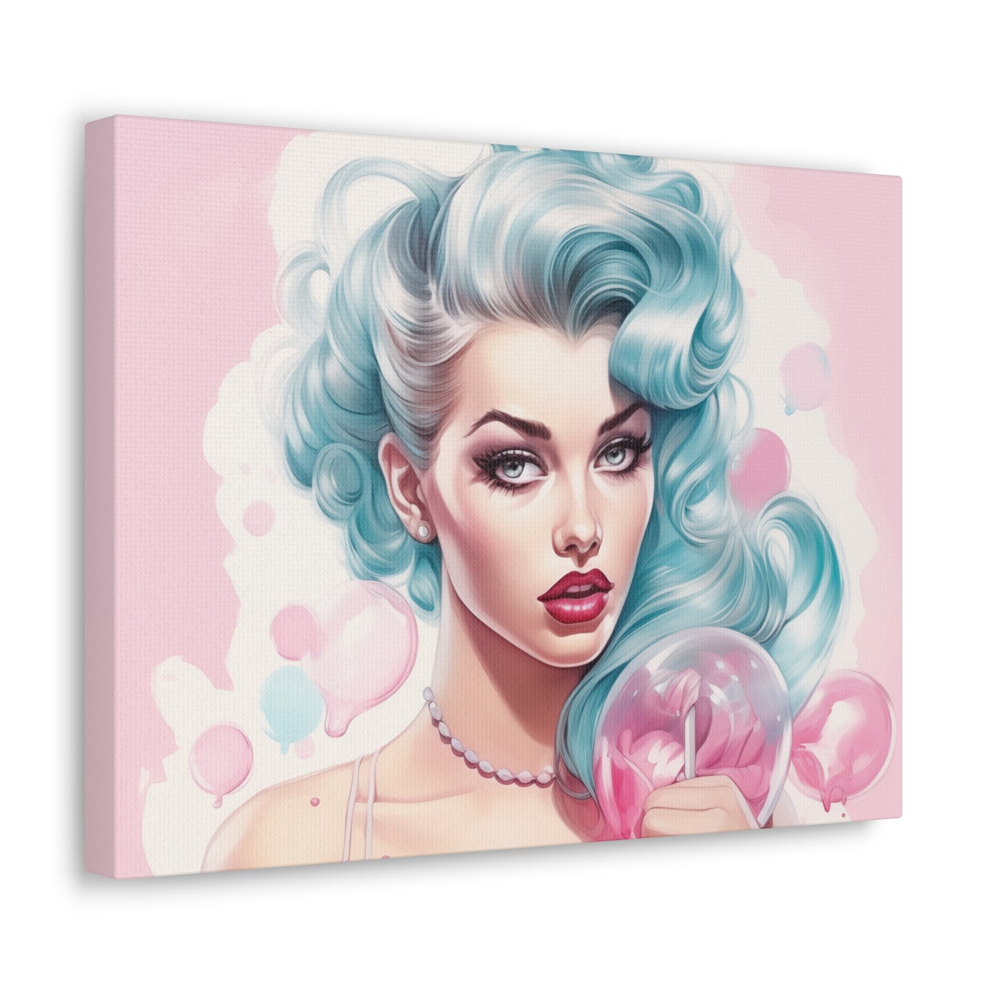 Canvas Gallery Wrapped High-Fashion Wall Art, Stylish Decor, Retro Femme Doll Pop Art – Tessa