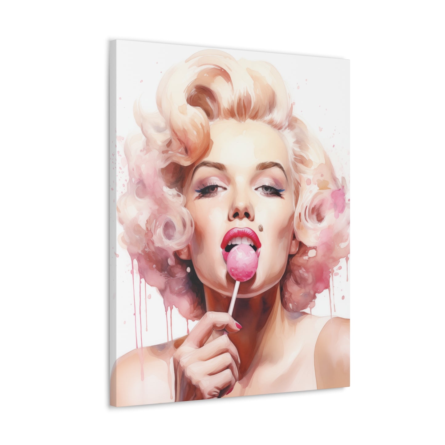 Canvas Wall Art, Gallery Wrapped Pop Art, Celebrity Wall Art – Marilyn Monroe - Lollipop