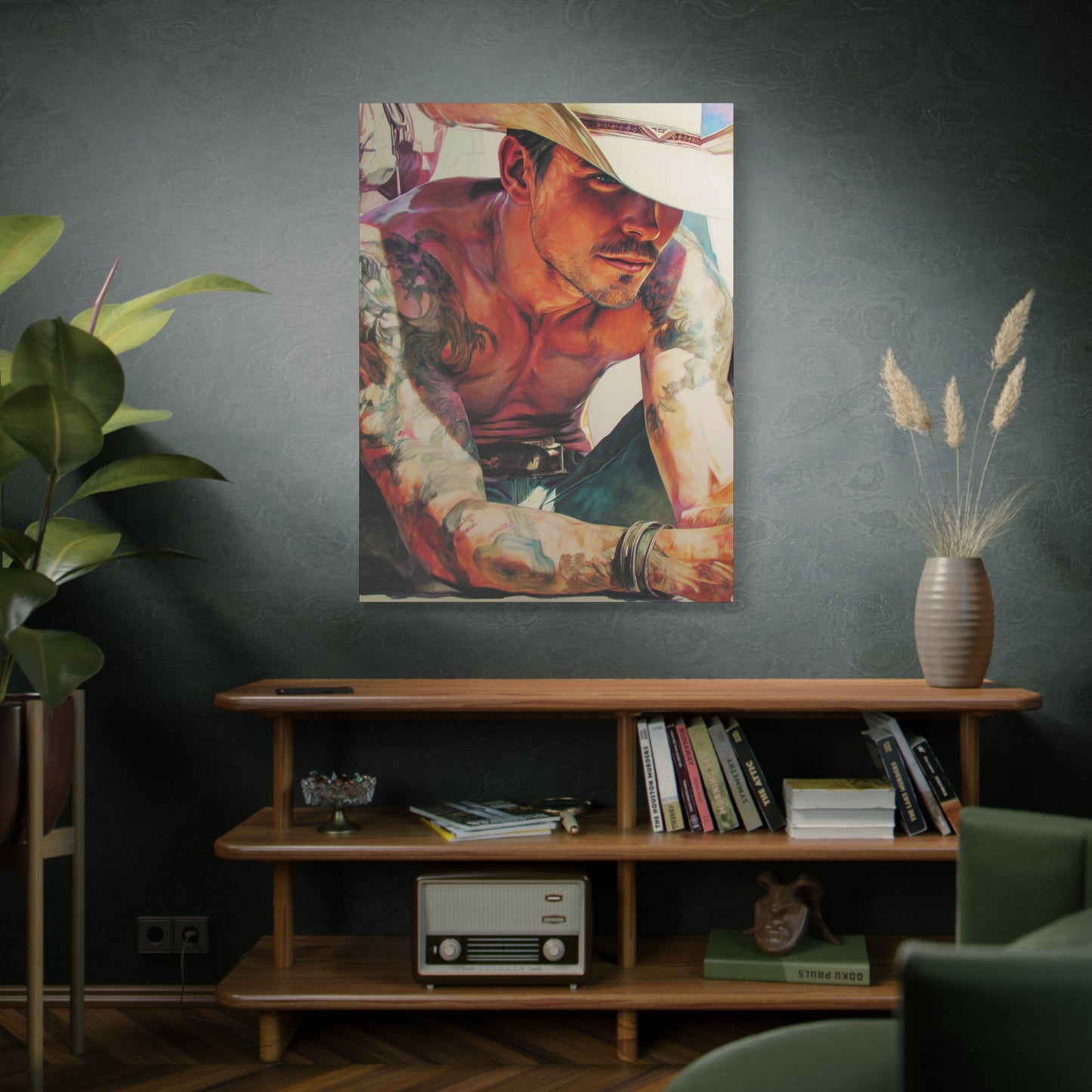 Gallery Wrapped Canvas, Wranglers and Wreckage Art Canvas, Erotic Pinup Art Canvas – Cade