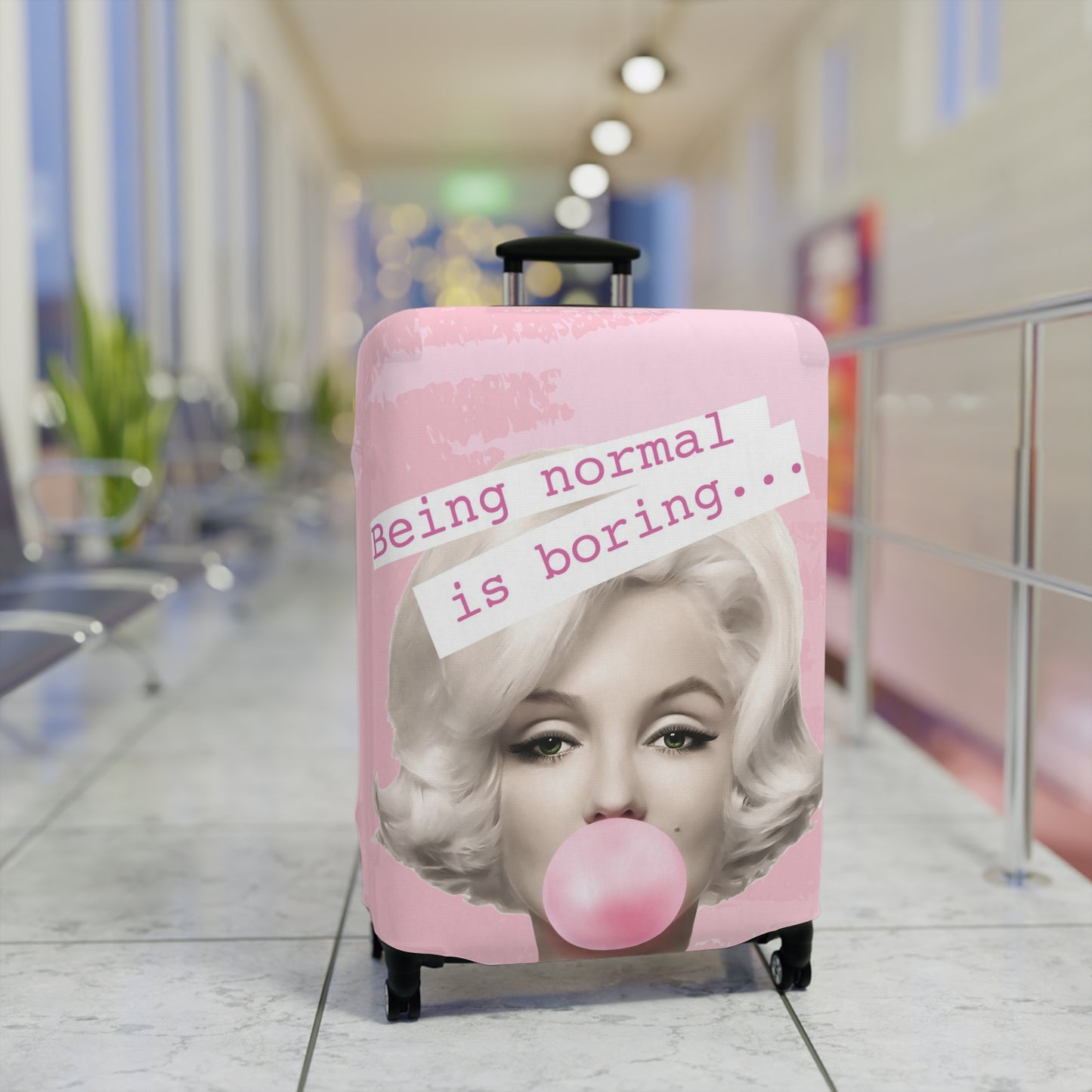 Marilyn Monroe Luggage Cover - Being Normal is Boring - Light Pink