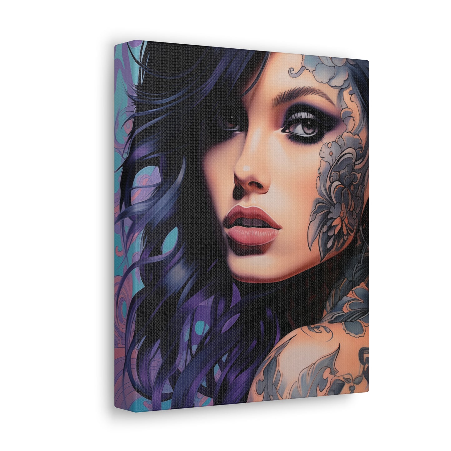 Gallery Wrapped Canvas, Edgy Tattooed Beauty, Urban Pop Art Canvas – Dominique