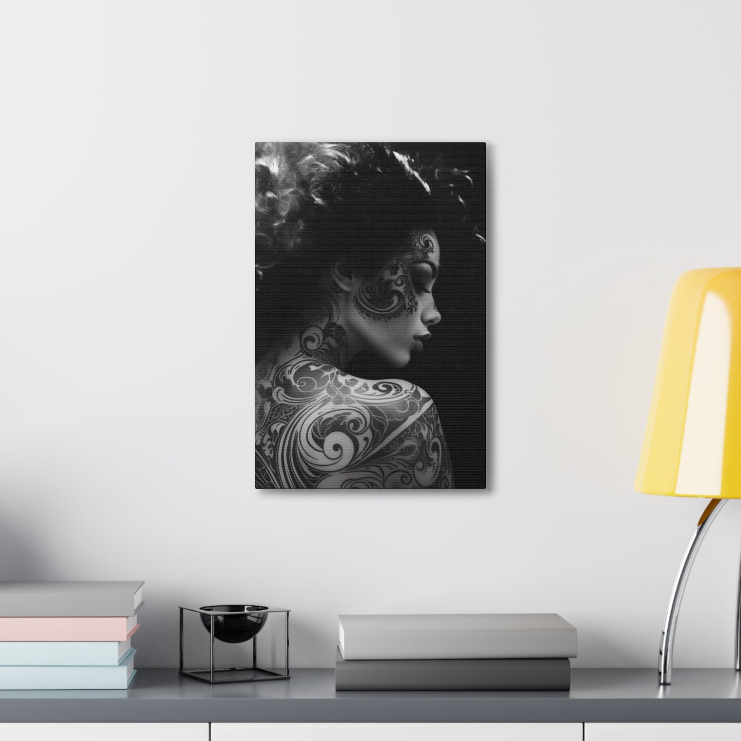 Canvas Gallery Wrap - Black and White Photography - Tattooed and Smoking Again