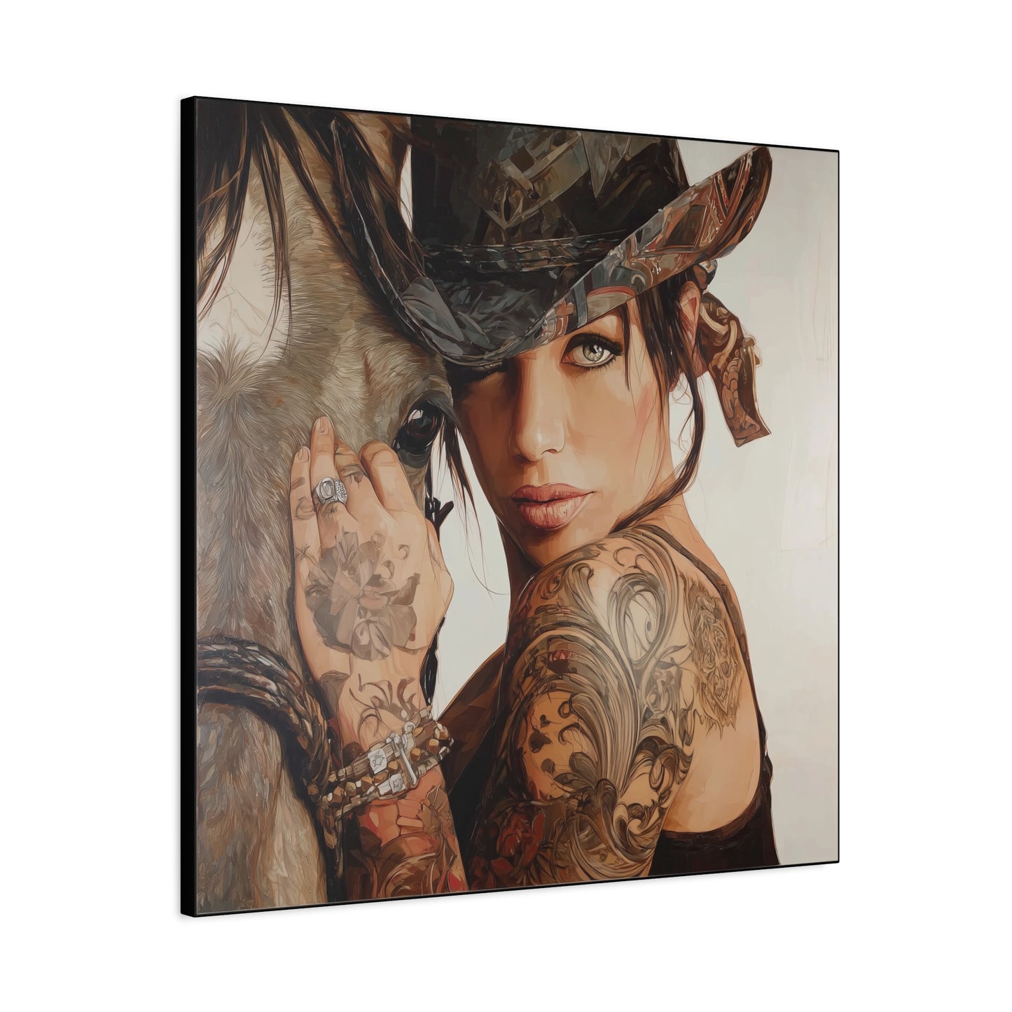 Gallery Wrapped Canvas, Wranglers and Wreckage Art Canvas, Erotic Pinup Art Canvas – Georgia