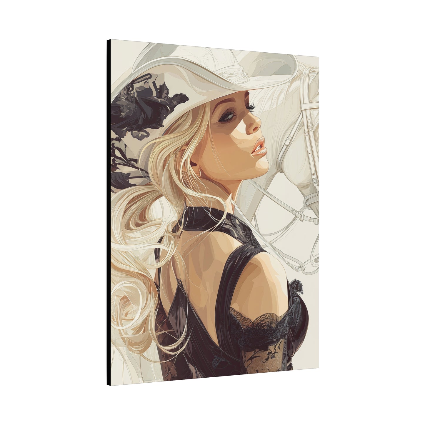Gallery Wrapped Canvas, Wranglers and Wreckage Art Canvas, Erotic Pinup Art Canvas – Maisie