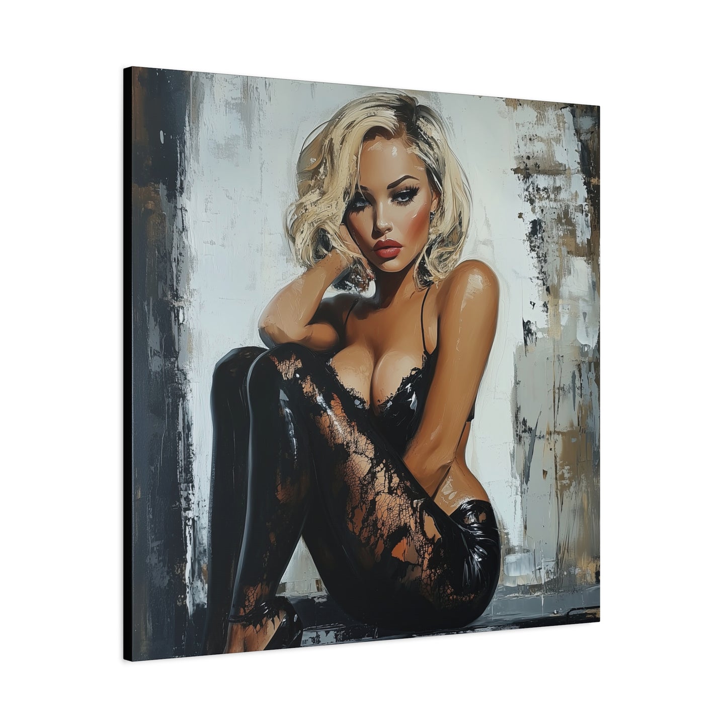 Gallery Wrapped Canvas, Guilt and Grit Adult Art Canvas, Erotic Pinup Art Canvas – Dasha