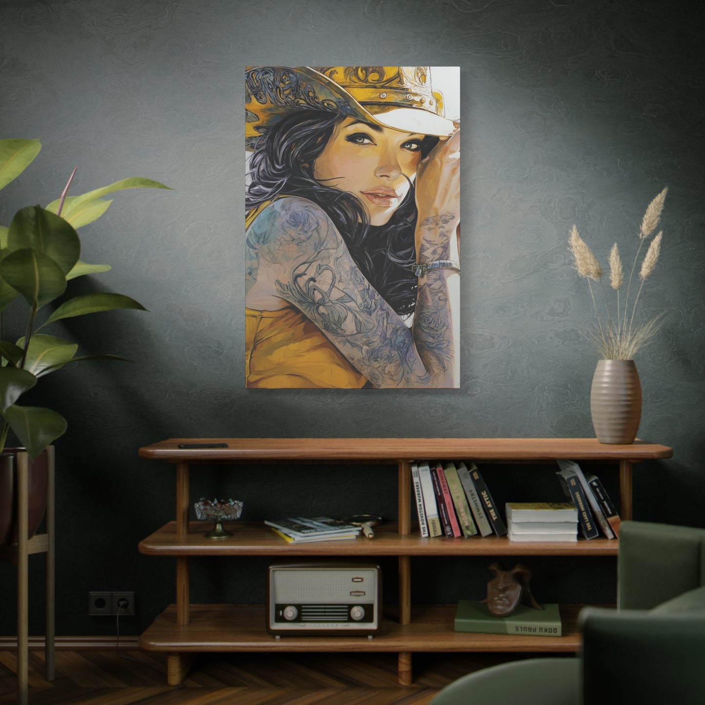 Gallery Wrapped Canvas, Wranglers and Wreckage Art Canvas, Erotic Pinup Art Canvas – Delilah