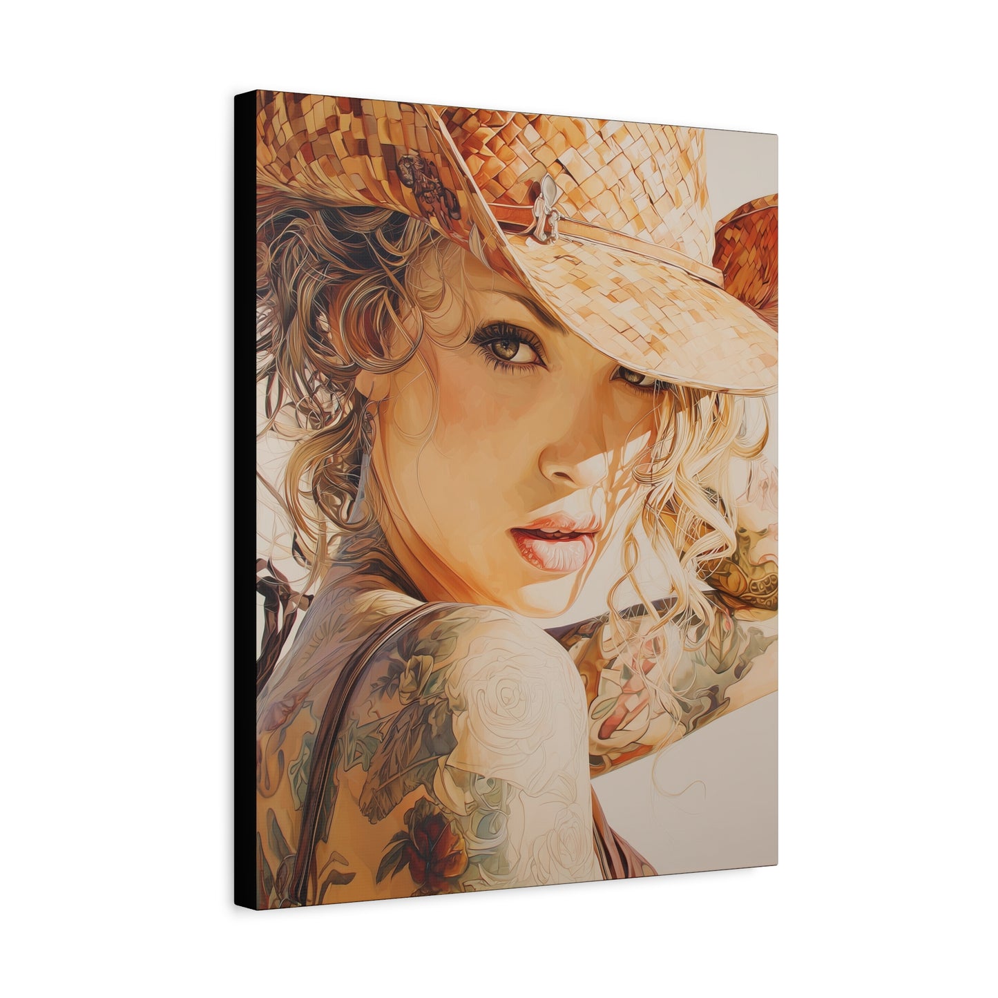 Gallery Wrapped Canvas, Wranglers and Wreckage Art Canvas, Erotic Pinup Art Canvas – Sadie
