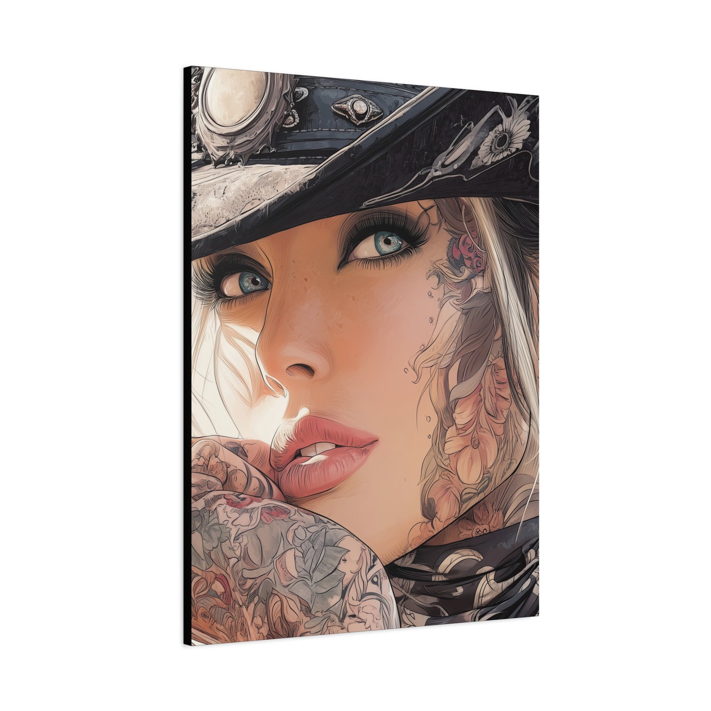 Gallery Wrapped Canvas, Wranglers and Wreckage Art Canvas, Erotic Pinup Art Canvas – Raine
