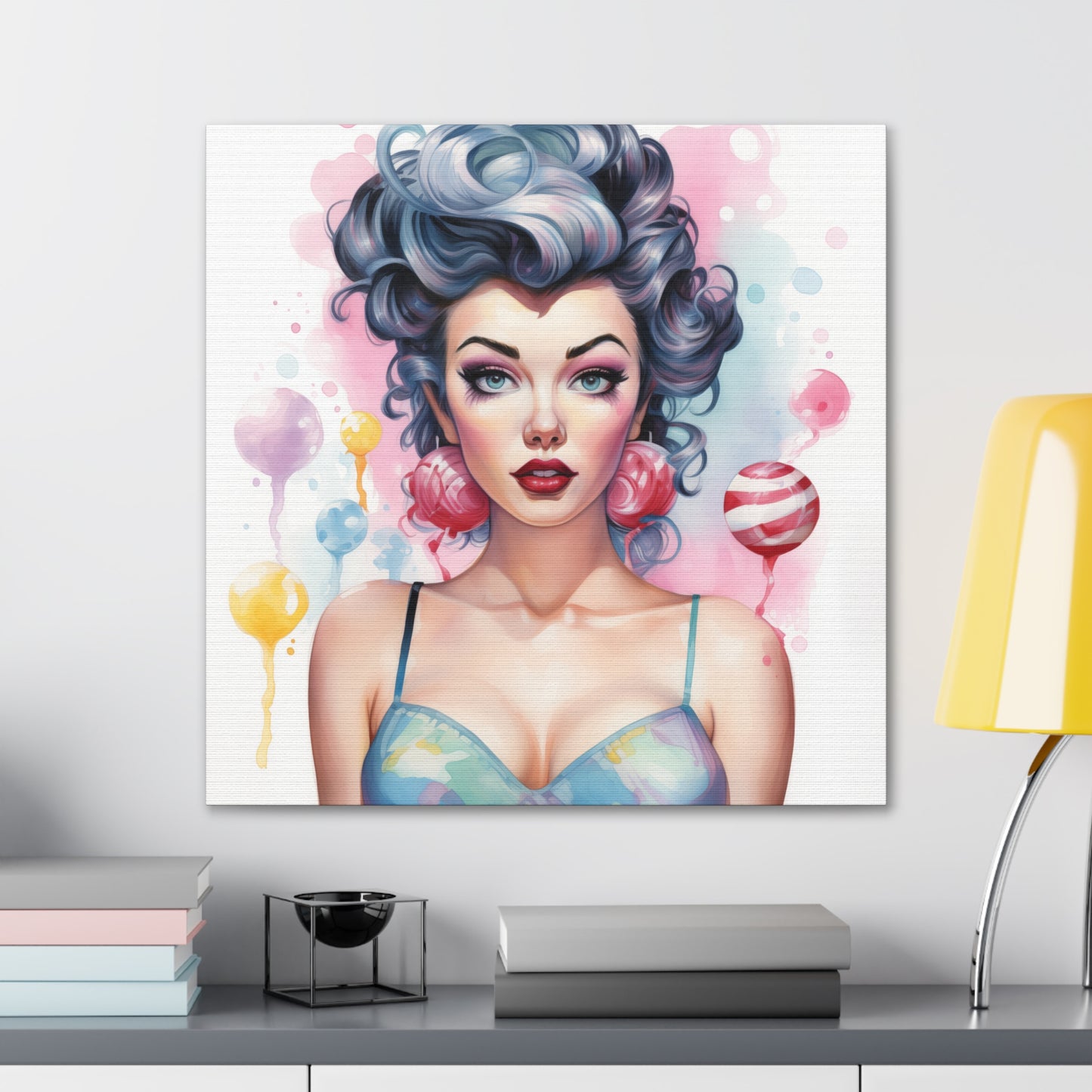 Canvas Gallery Wrapped High-Fashion Wall Art, Stylish Decor, Retro Femme Doll Pop Art – Poppy