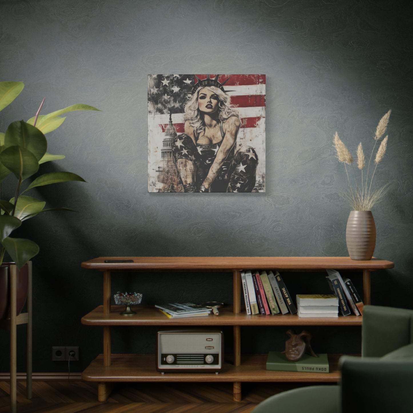 Gallery Wrapped Canvas, American Nonsense Art Canvas, Political Pinup Art Canvas – Kimberly