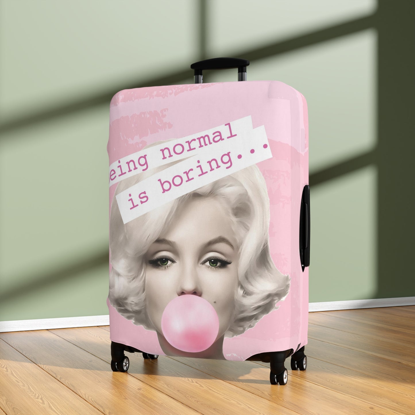 Marilyn Monroe Luggage Cover - Being Normal is Boring - Light Pink