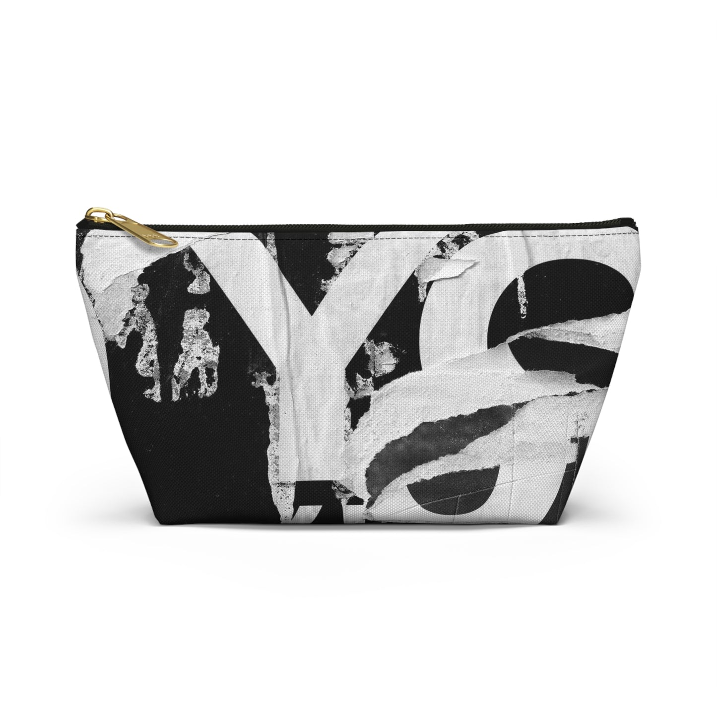 Accessory Pouch - Torn Poster Street Art Makeup Bag - Black and White YO - Urban Street Art