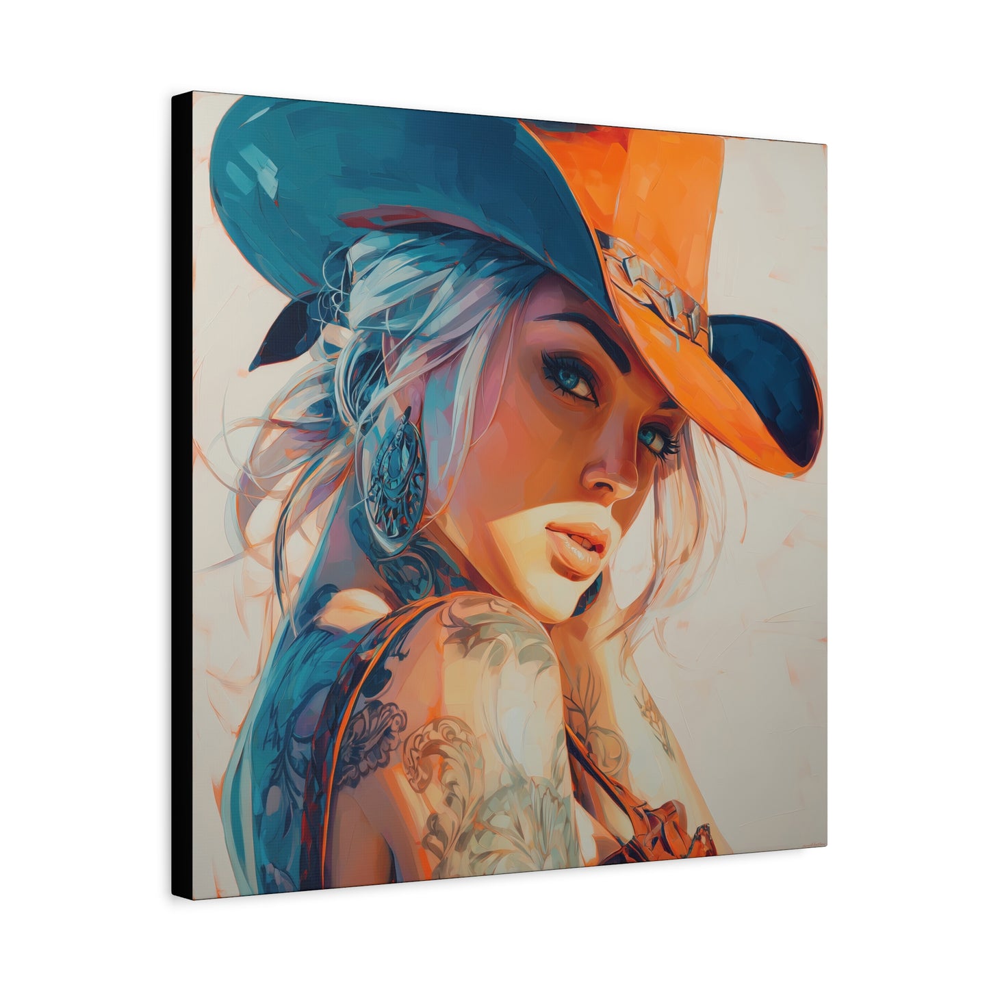 Gallery Wrapped Canvas, Wranglers and Wreckage Art Canvas, Erotic Pinup Art Canvas – Cheyenne