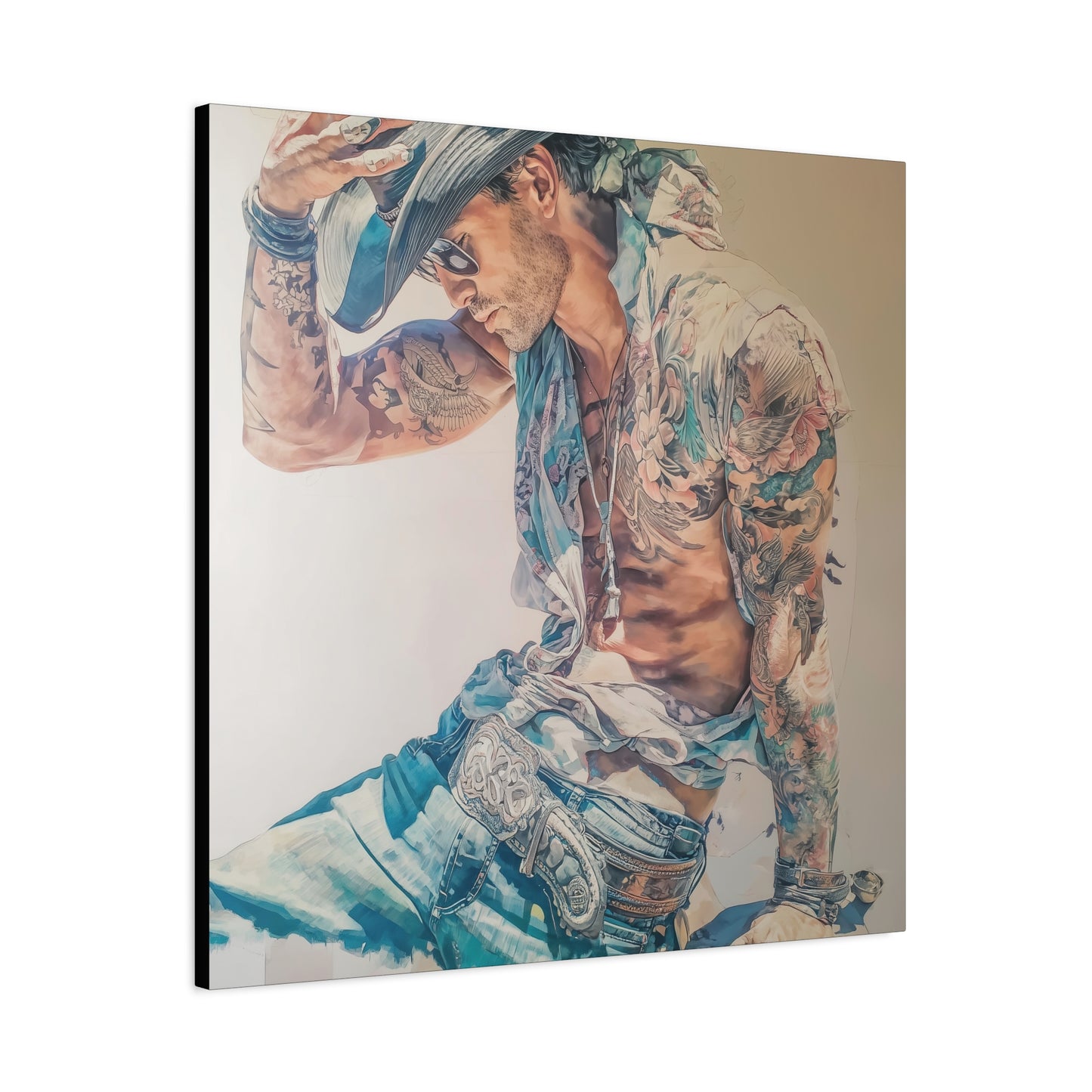 Gallery Wrapped Canvas, Wranglers and Wreckage Art Canvas, Erotic Pinup Art Canvas – Beau