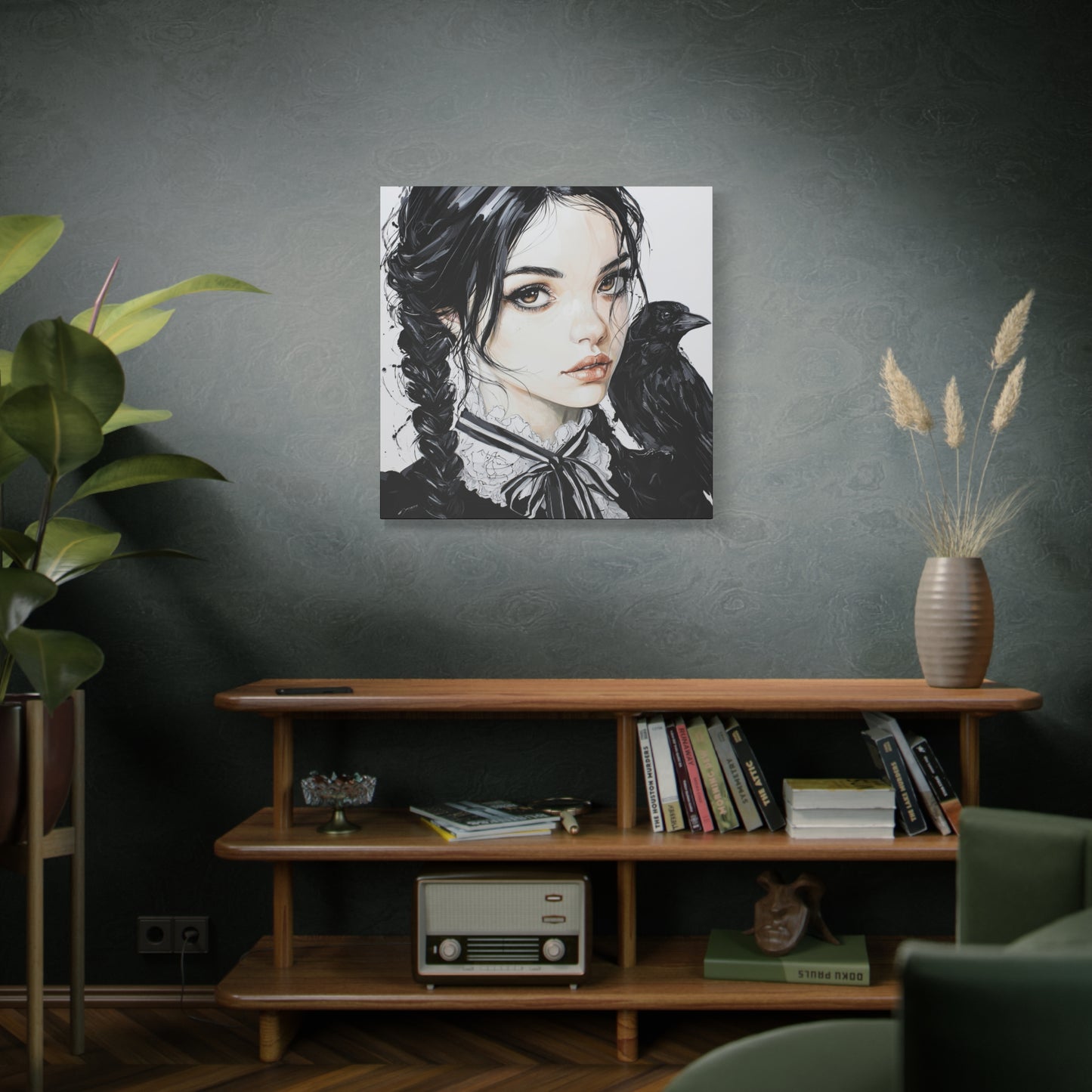Gallery Wrapped Canvas, Myth and Bones Gothic Art Canvas, Dark Muse Canvas - Elowen