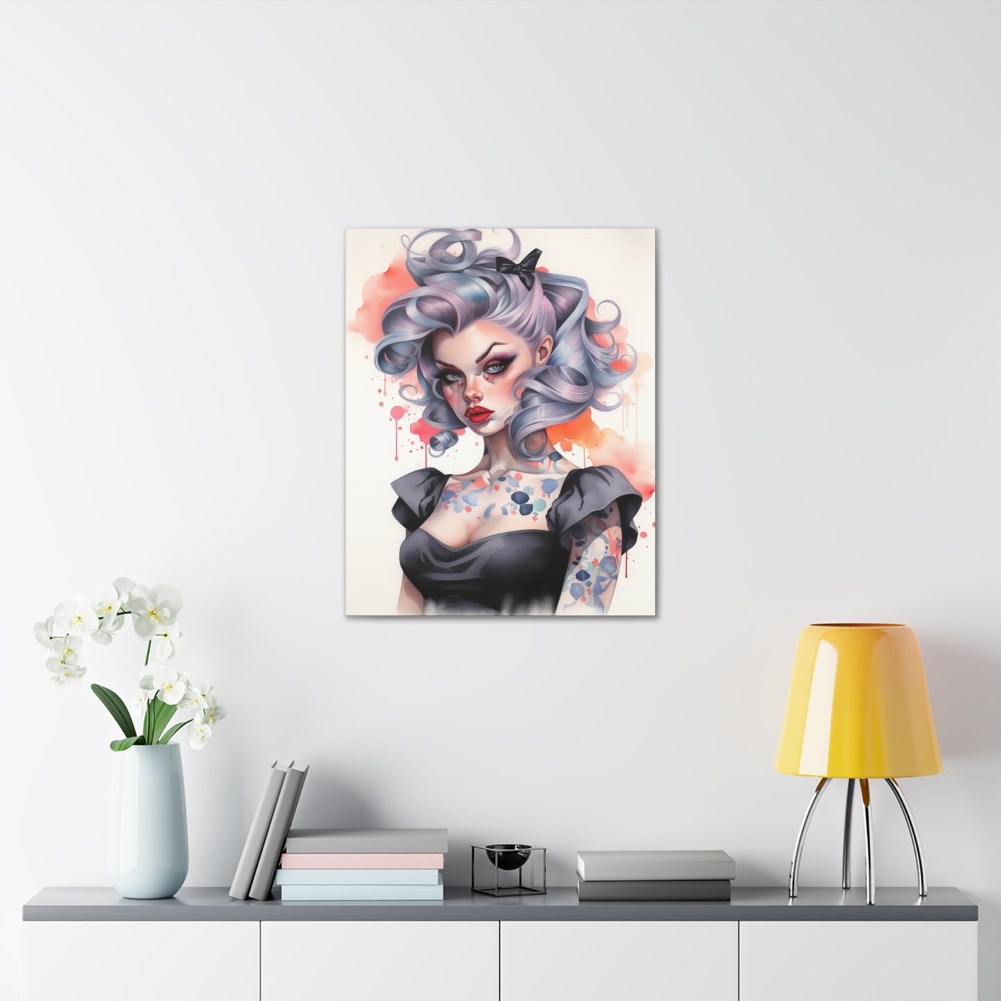 Gallery Wrapped Canvas, Edgy Tattooed Beauty, Urban Pop Art Canvas – Noelle