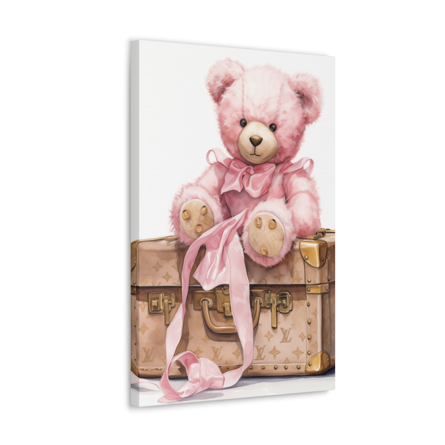 Canvas Gallery Wrap - LV Bear Wall Art - Gold Buttons