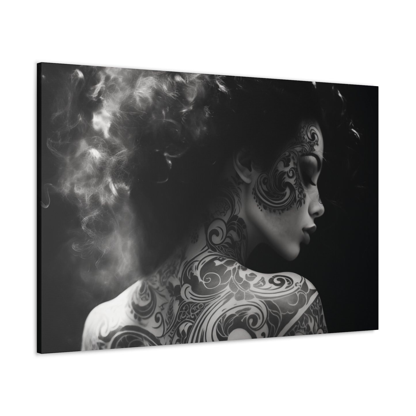 Canvas Gallery Wrap - Black and White Photography - Tattooed and Smoking Again