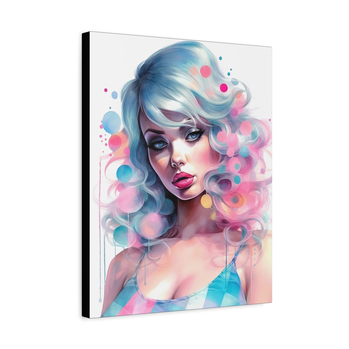 Canvas Gallery Wrapped High-Fashion Wall Art, Stylish Decor, Retro Femme Doll Pop Art – Sylvie