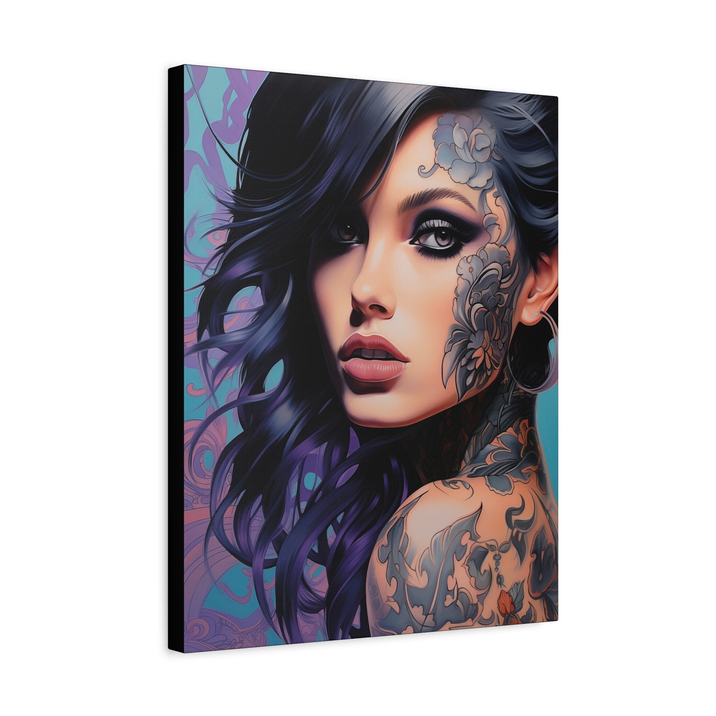 Gallery Wrapped Canvas, Edgy Tattooed Beauty, Urban Pop Art Canvas – Dominique