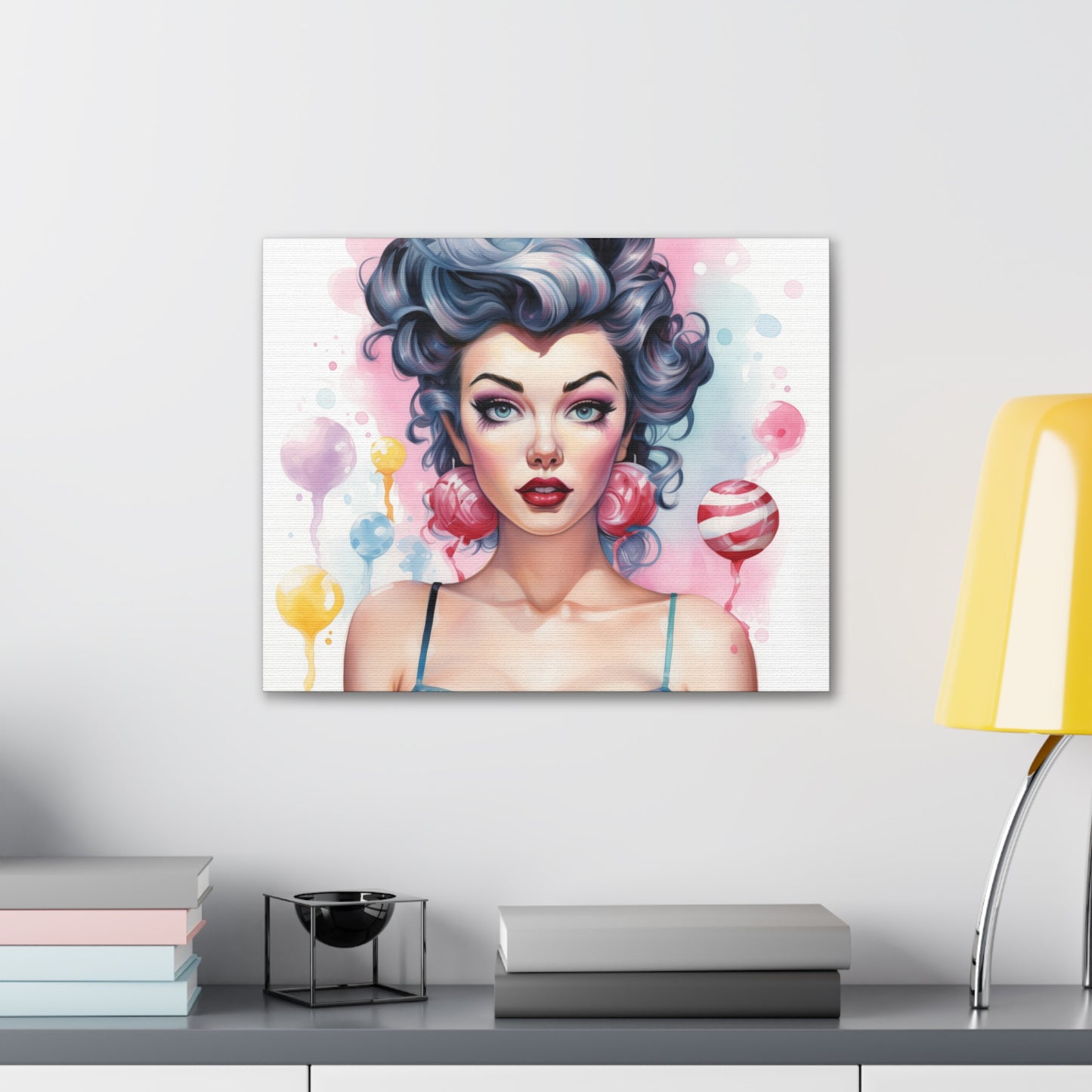 Canvas Gallery Wrapped High-Fashion Wall Art, Stylish Decor, Retro Femme Doll Pop Art – Poppy