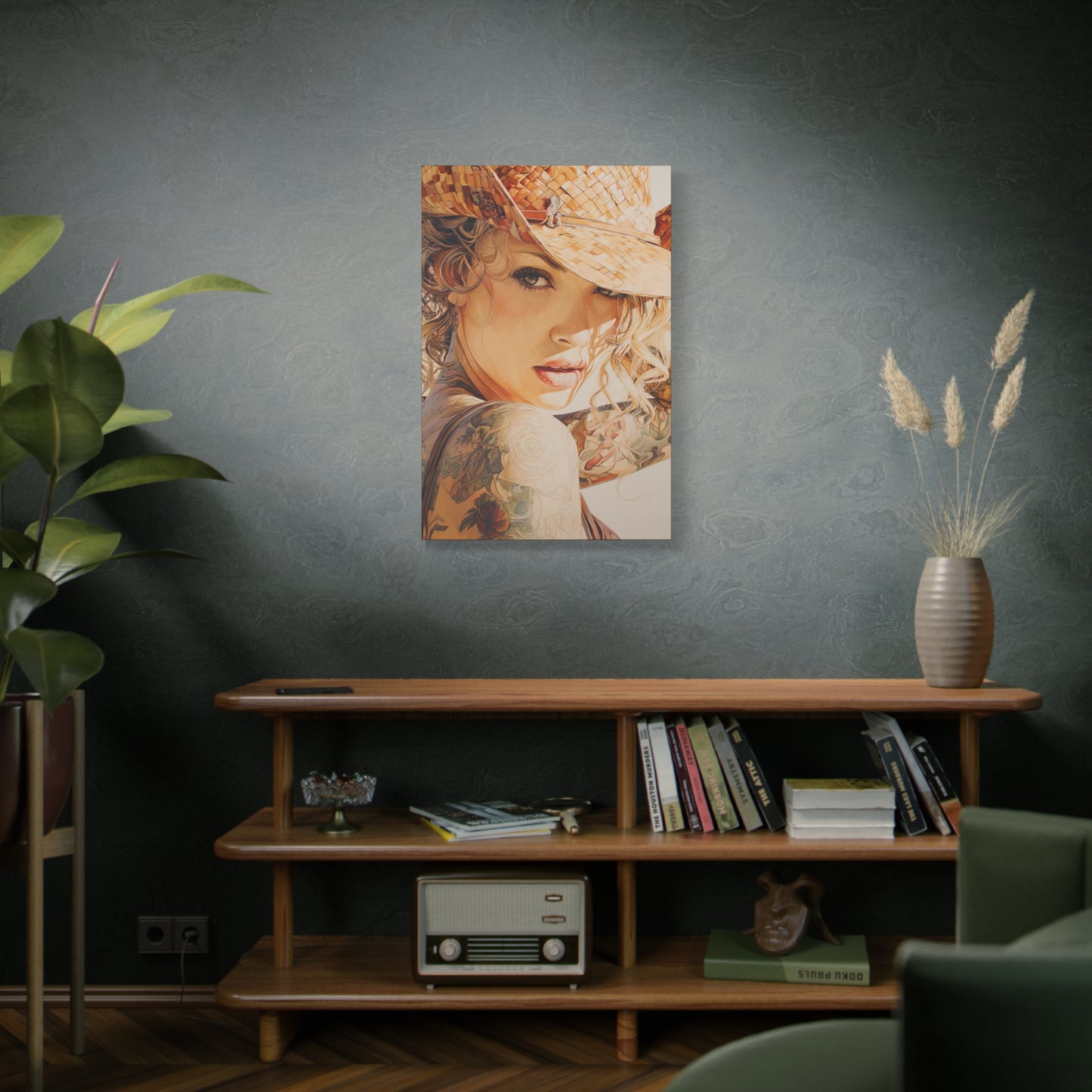 Gallery Wrapped Canvas, Wranglers and Wreckage Art Canvas, Erotic Pinup Art Canvas – Sadie
