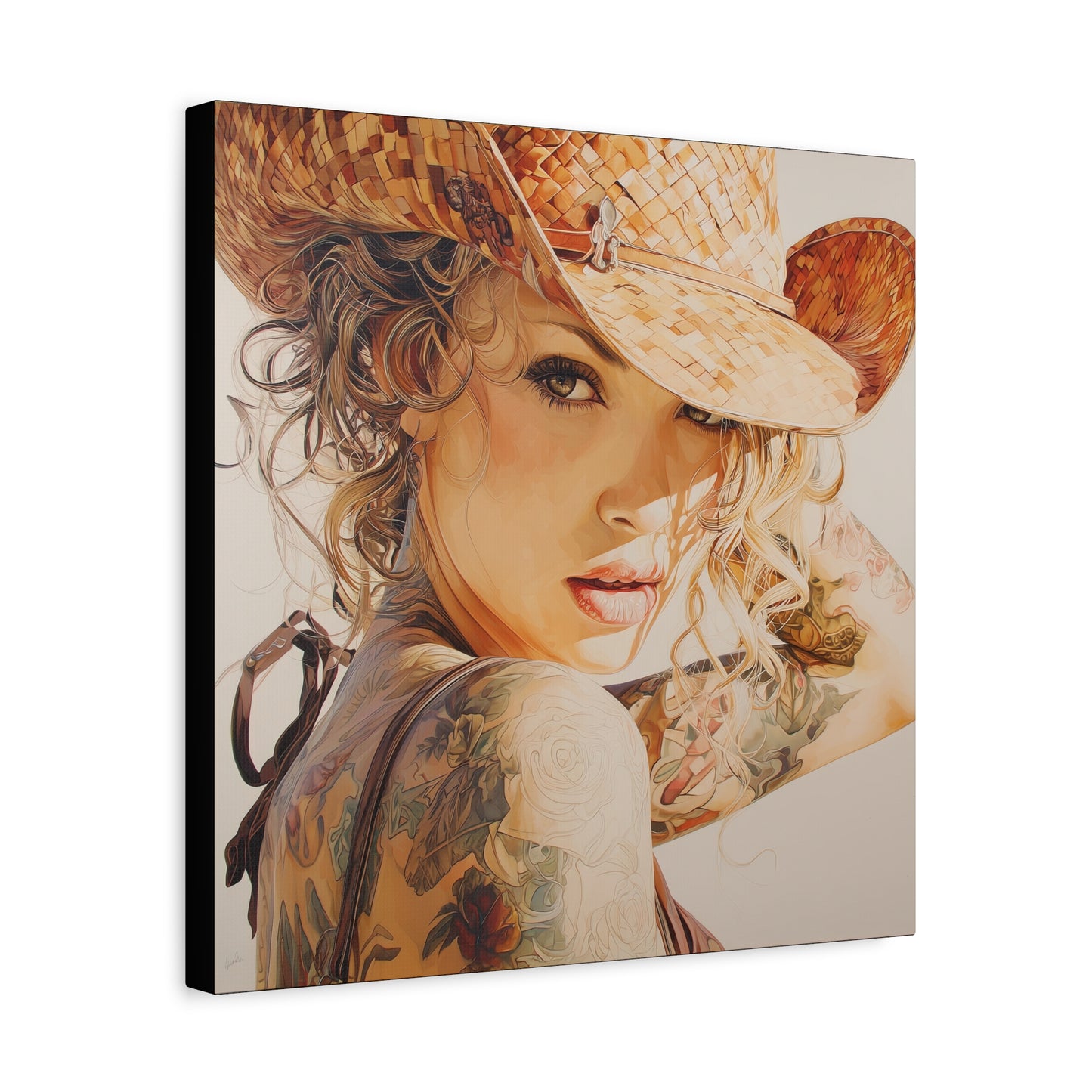 Gallery Wrapped Canvas, Wranglers and Wreckage Art Canvas, Erotic Pinup Art Canvas – Sadie