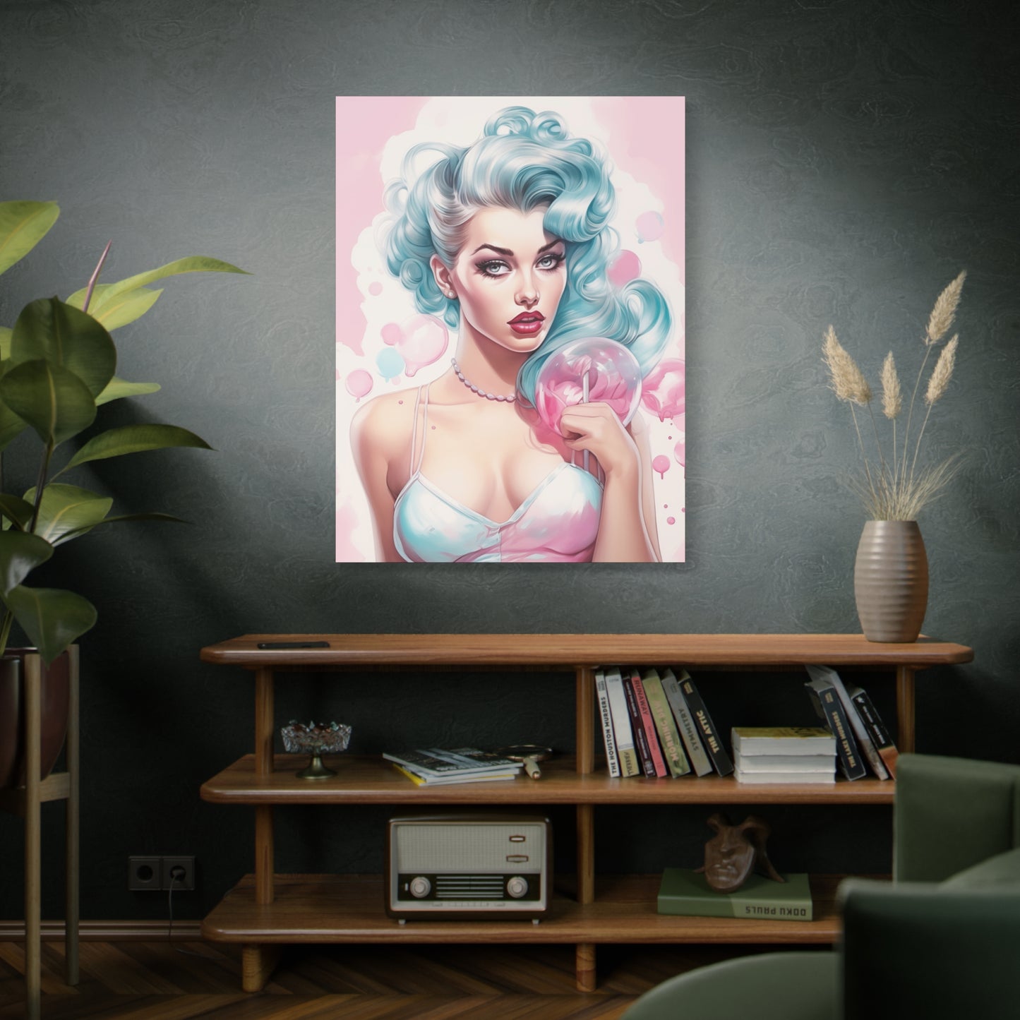 Canvas Gallery Wrapped High-Fashion Wall Art, Stylish Decor, Retro Femme Doll Pop Art – Tessa