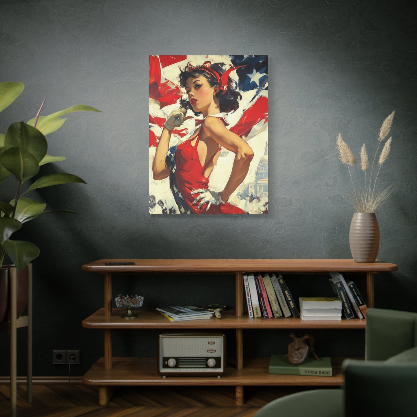 Gallery Wrapped Canvas, American Nonsense Art Canvas, Political Pinup Art Canvas - Mindy