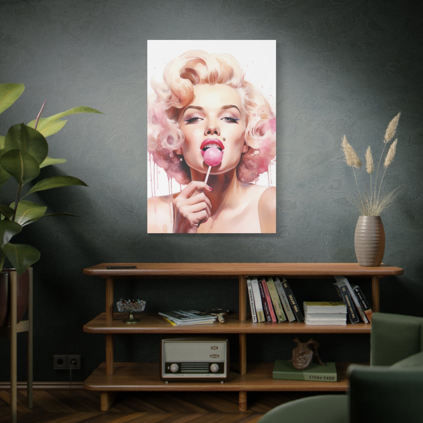 Canvas Wall Art, Gallery Wrapped Pop Art, Celebrity Wall Art – Marilyn Monroe - Lollipop