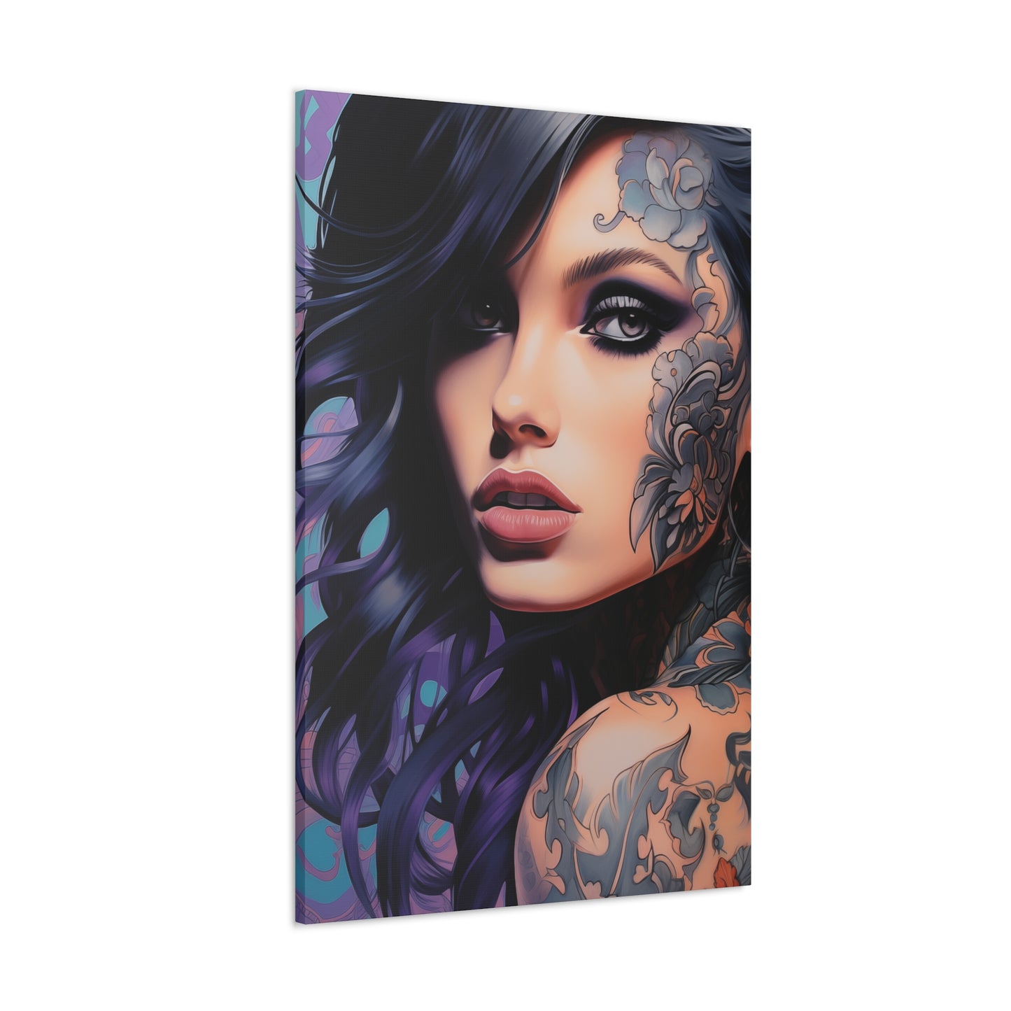 Gallery Wrapped Canvas, Edgy Tattooed Beauty, Urban Pop Art Canvas – Dominique