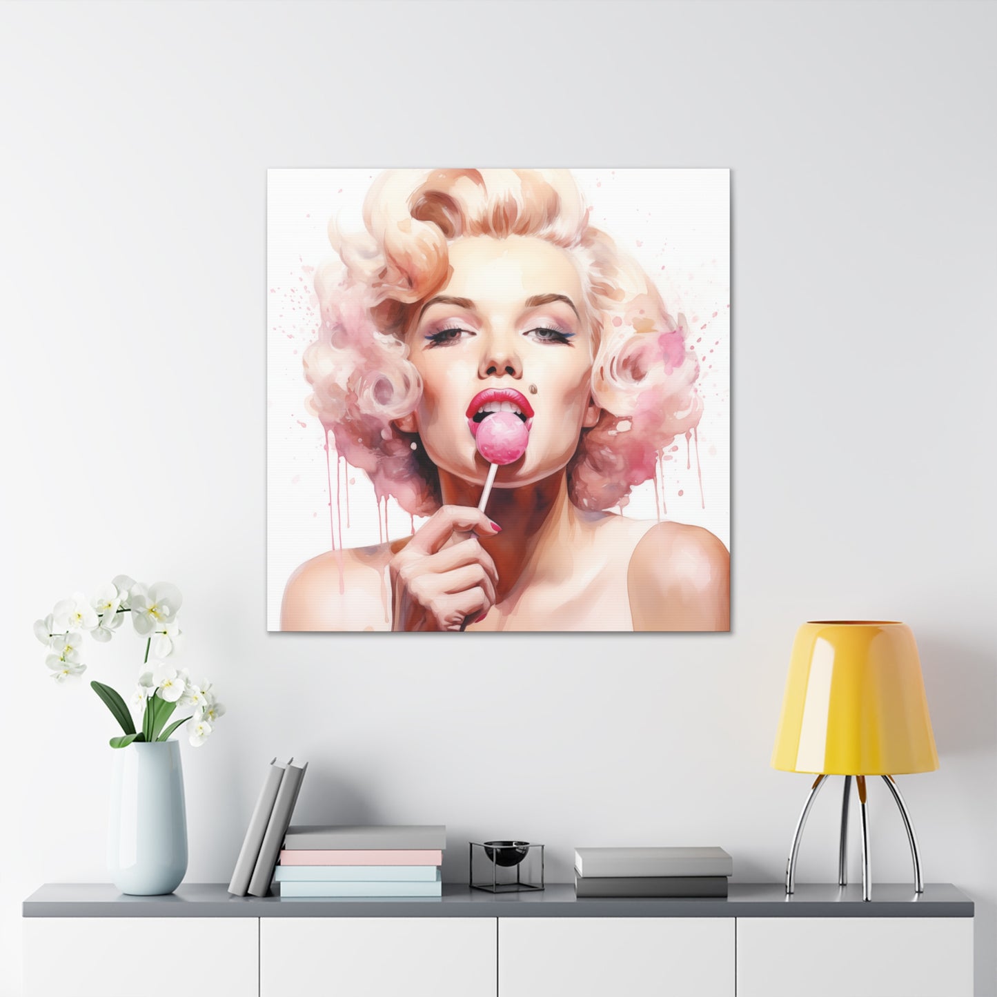 Canvas Wall Art, Gallery Wrapped Pop Art, Celebrity Wall Art – Marilyn Monroe - Lollipop