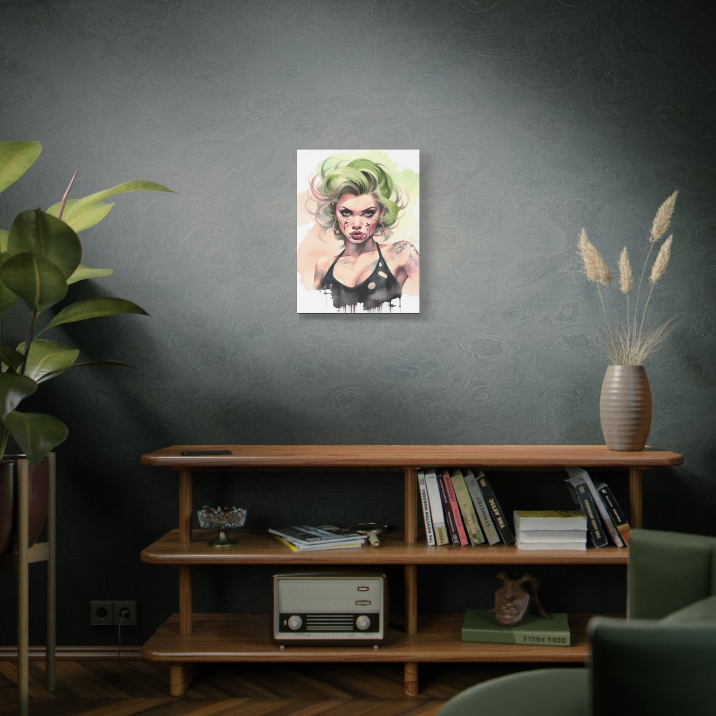 Gallery Wrapped Canvas, Edgy Tattooed Beauty, Urban Pop Art Canvas – Ivy