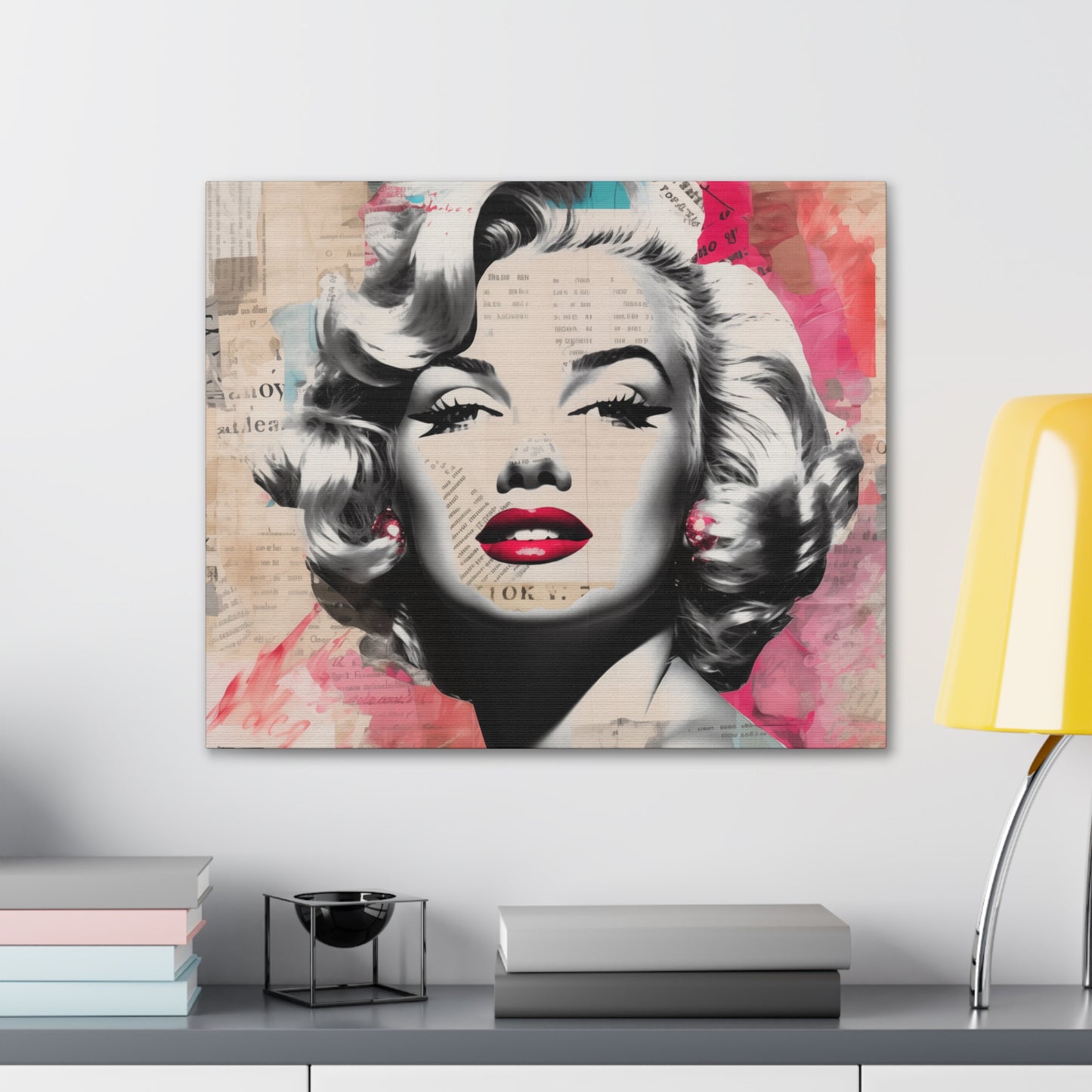 Canvas Wall Art, Gallery Wrapped Pop Art, Celebrity Wall Art – Marilyn Monroe - Newsprint