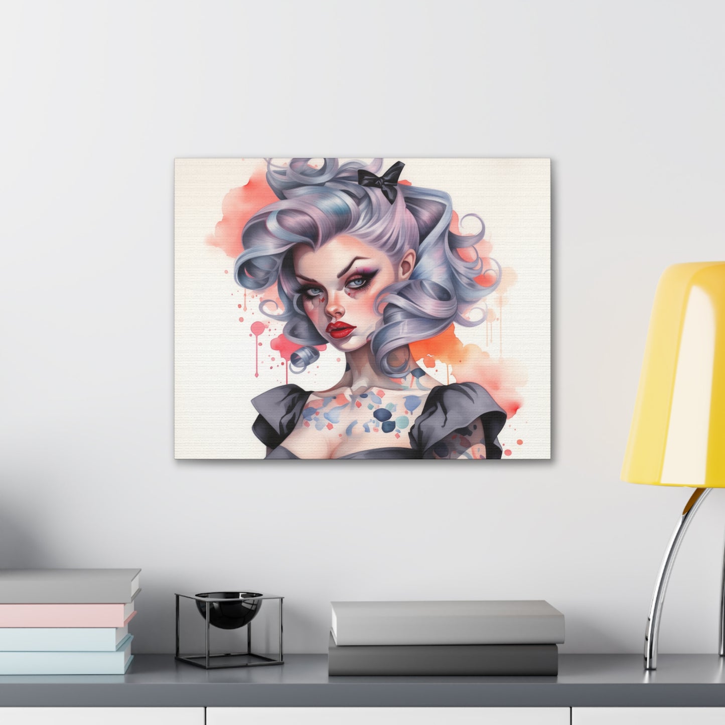 Gallery Wrapped Canvas, Edgy Tattooed Beauty, Urban Pop Art Canvas – Noelle