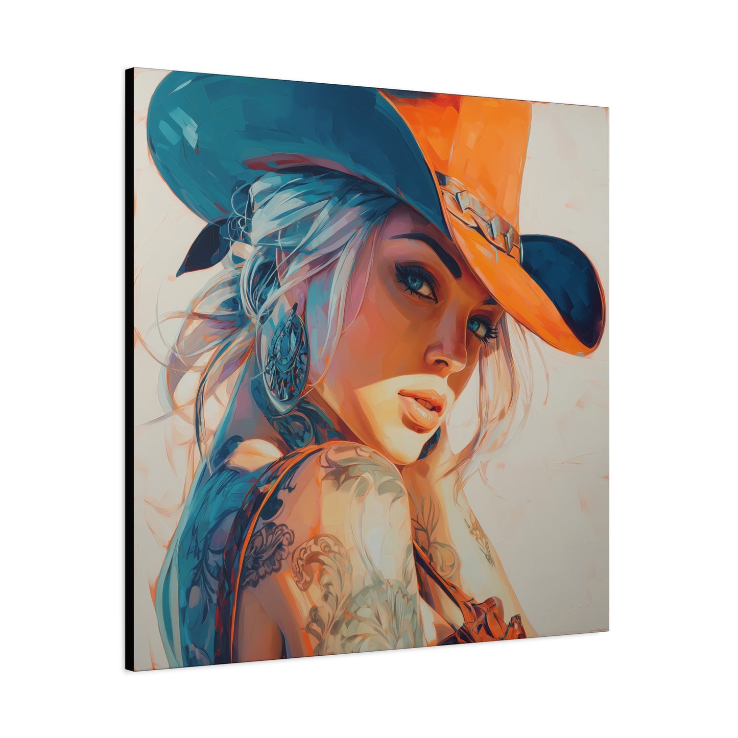 Gallery Wrapped Canvas, Wranglers and Wreckage Art Canvas, Erotic Pinup Art Canvas – Cheyenne