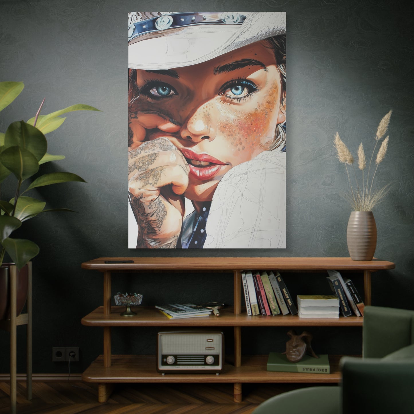 Gallery Wrapped Canvas, Wranglers and Wreckage Art Canvas, Erotic Pinup Art Canvas – Fallon