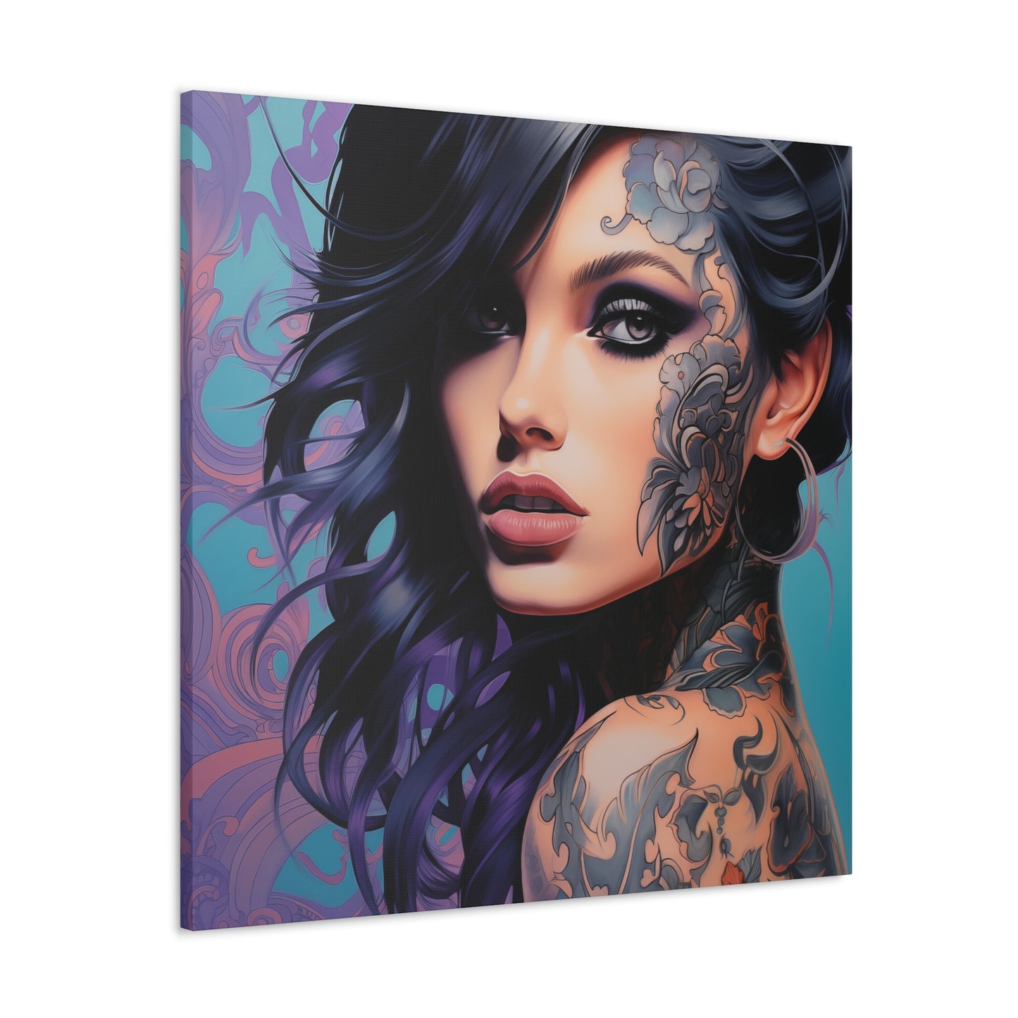 Gallery Wrapped Canvas, Edgy Tattooed Beauty, Urban Pop Art Canvas – Dominique