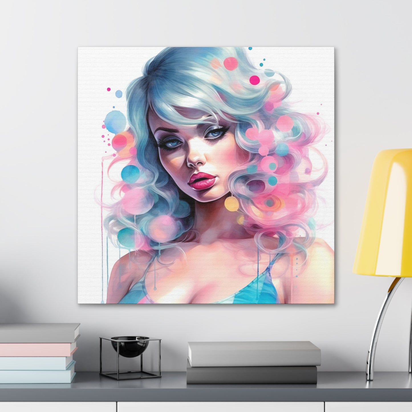 Canvas Gallery Wrapped High-Fashion Wall Art, Stylish Decor, Retro Femme Doll Pop Art – Sylvie