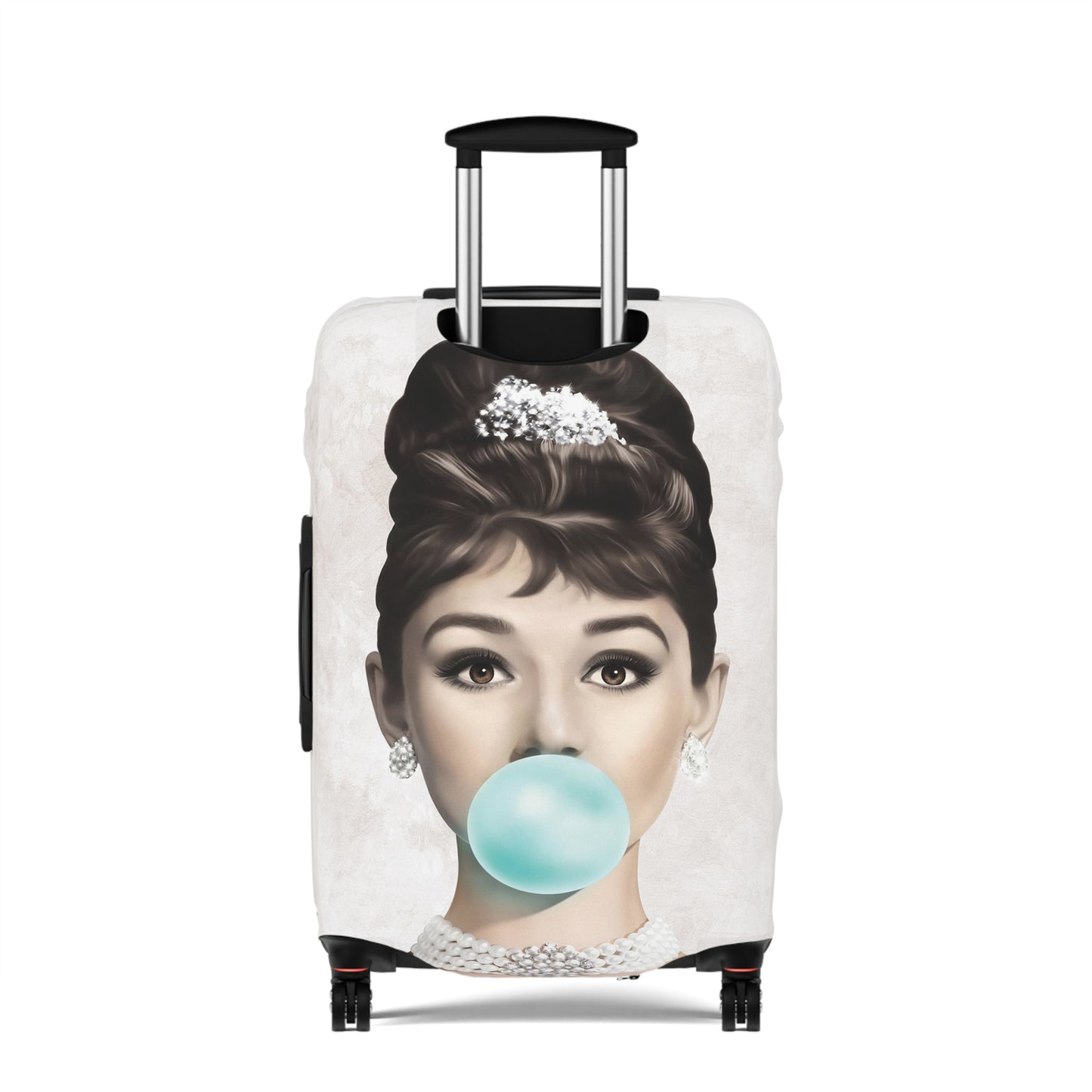 Bubblegum Luggage Cover - Celebrity Luggage Cover - Marilyn Monroe and Audrey Hepburn Bubblegum